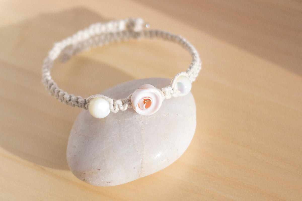 Shell and Mother of Pearl Macrame Wrap Bracelet | Cotton Cord Jewellery | Gift Set