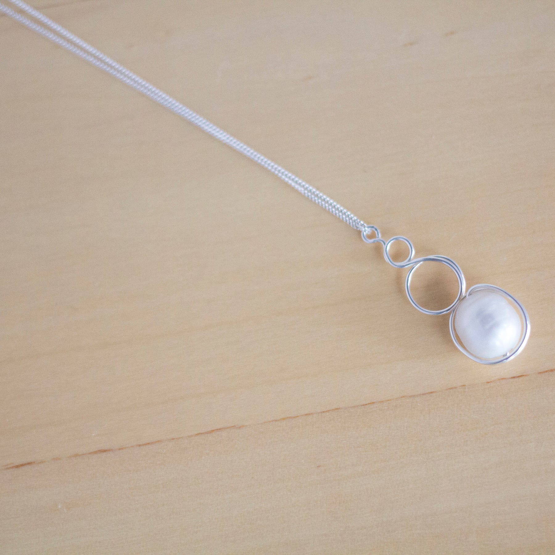 Sterling Silver Baroque Pearl Loop Pendant Necklace | Luxury Jewellery Gift Idea