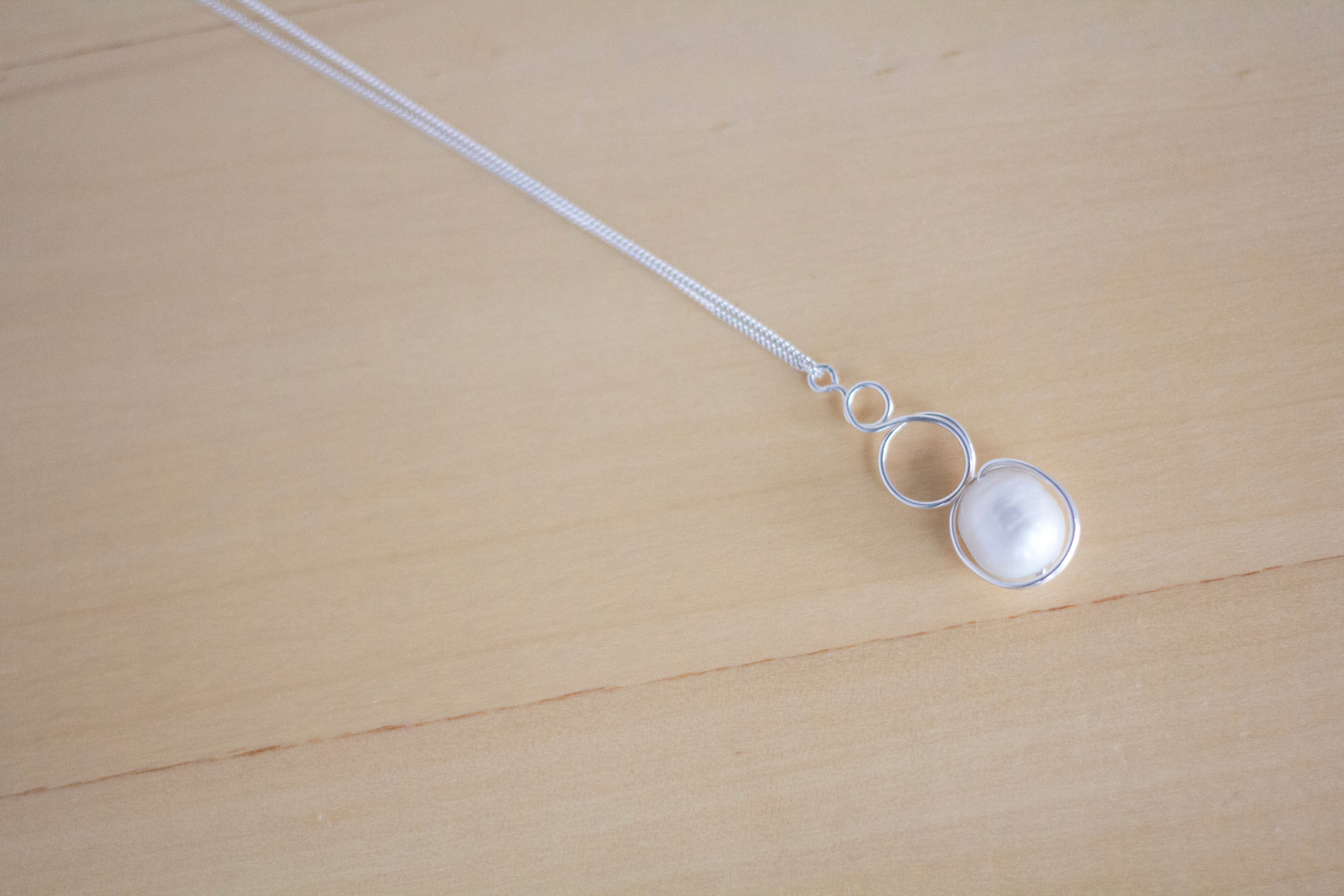 Sterling Silver Baroque Pearl Loop Pendant Necklace | Luxury Jewellery Gift Idea
