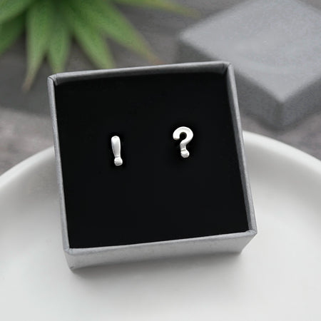 Punctuation Studs - Handmade Sterling Silver Mismatched Earrings