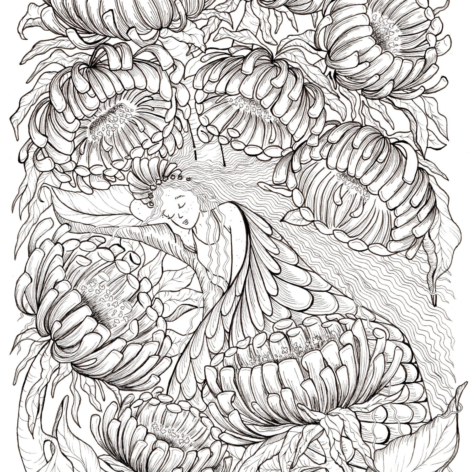 Resting in the Flower Patch - A4 Print
