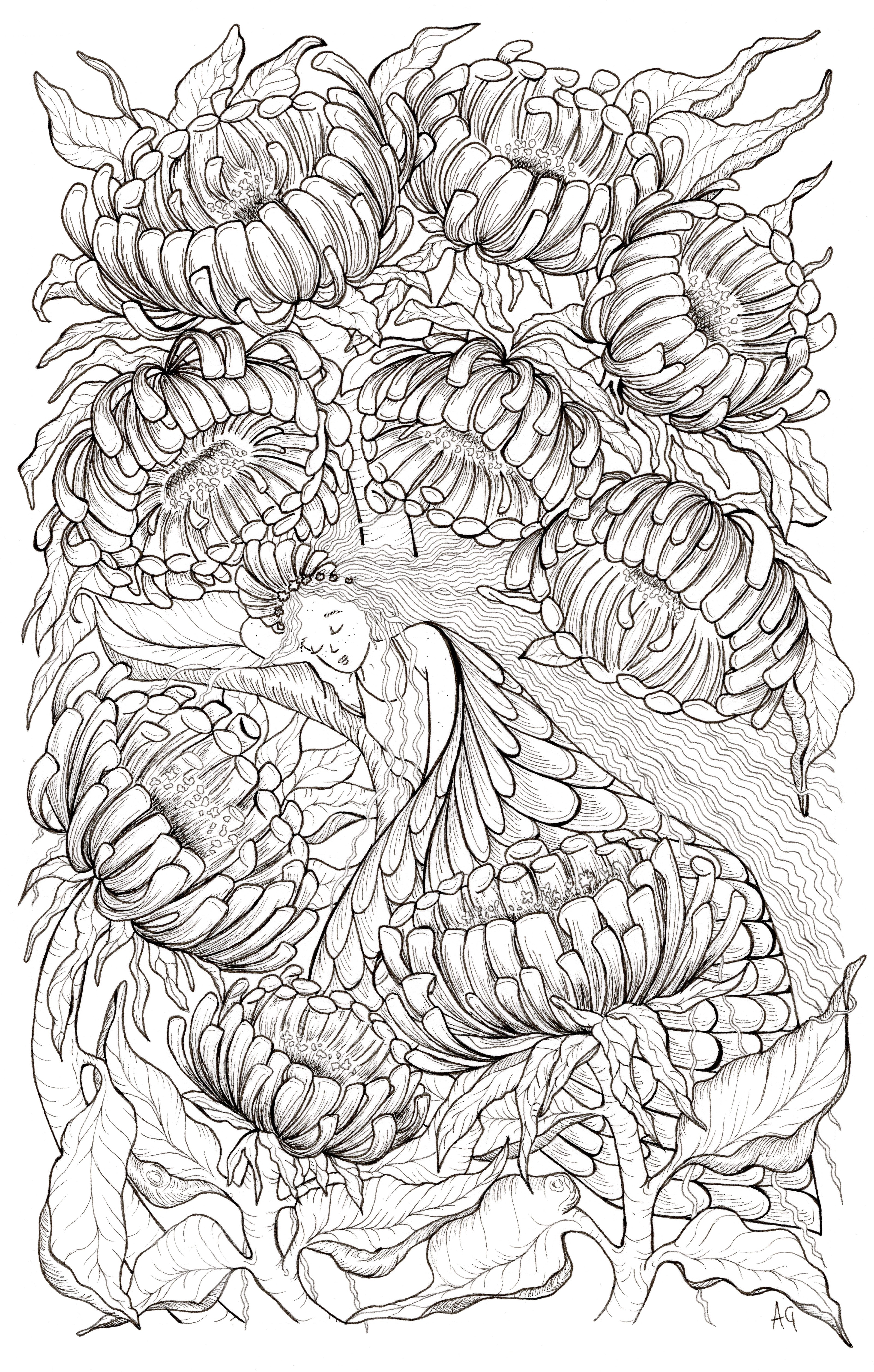Resting in the Flower Patch - A5 Print