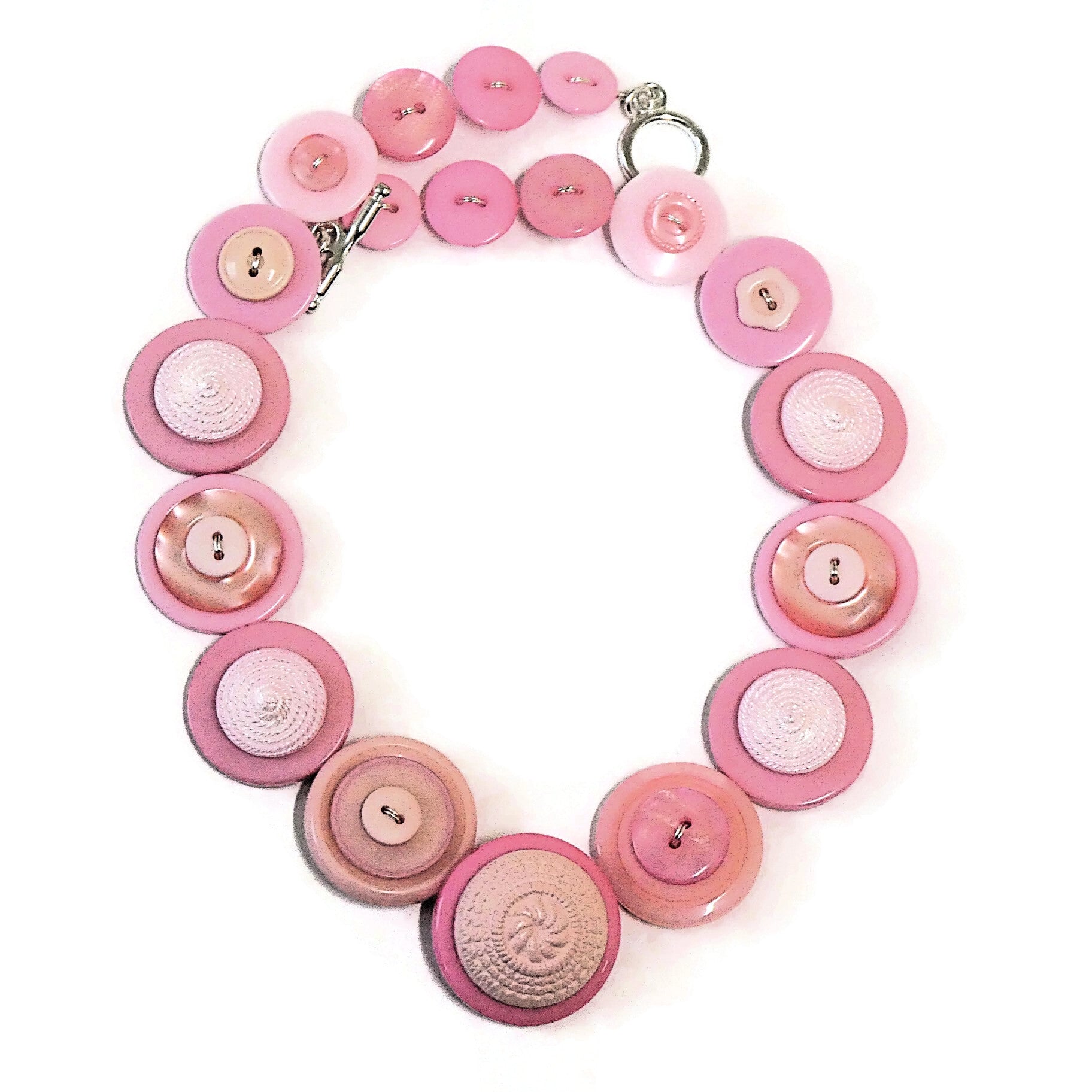 Button necklace - Pretty in Pink