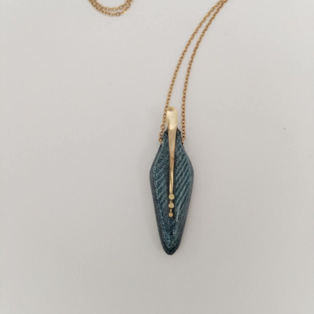 The Needle - Denim and Brass Necklace