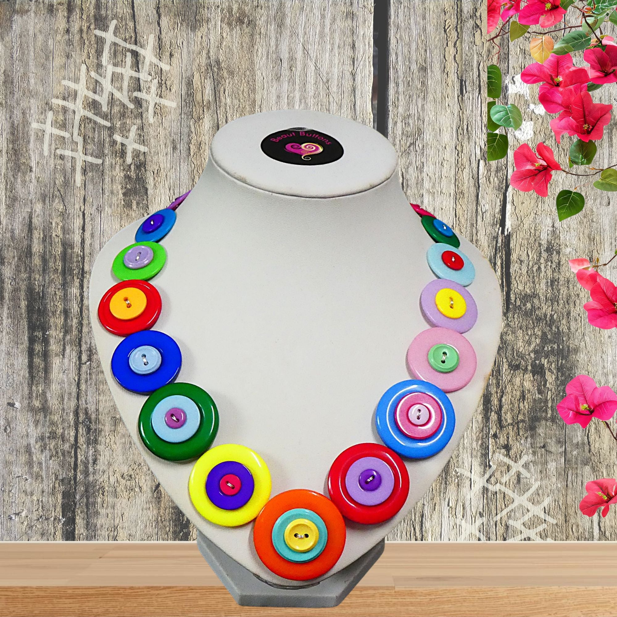 Colourful Button necklace - Bright and Beautiful