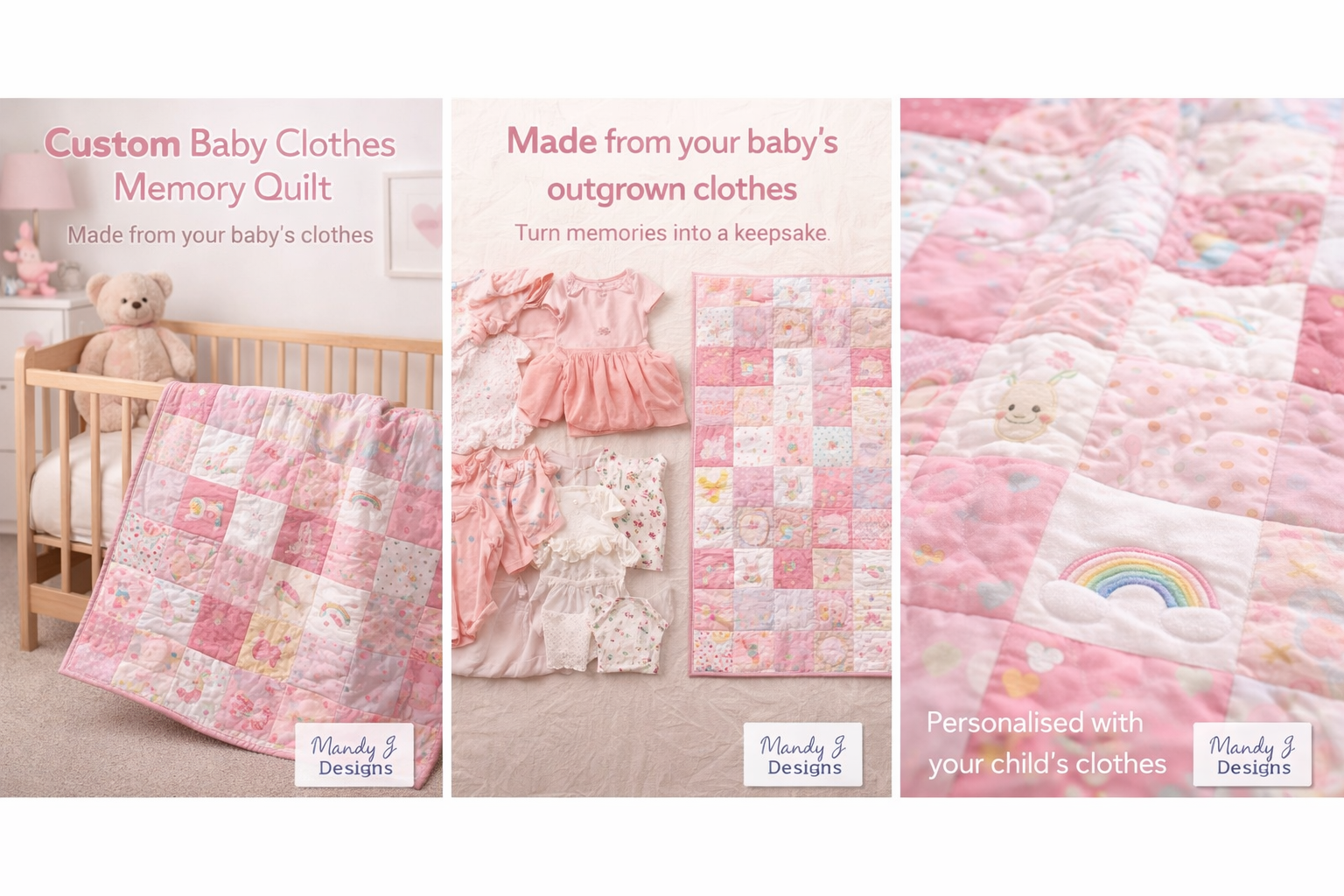 Custom Baby Clothes Memory Quilt – Personalised Keepsake Blanket