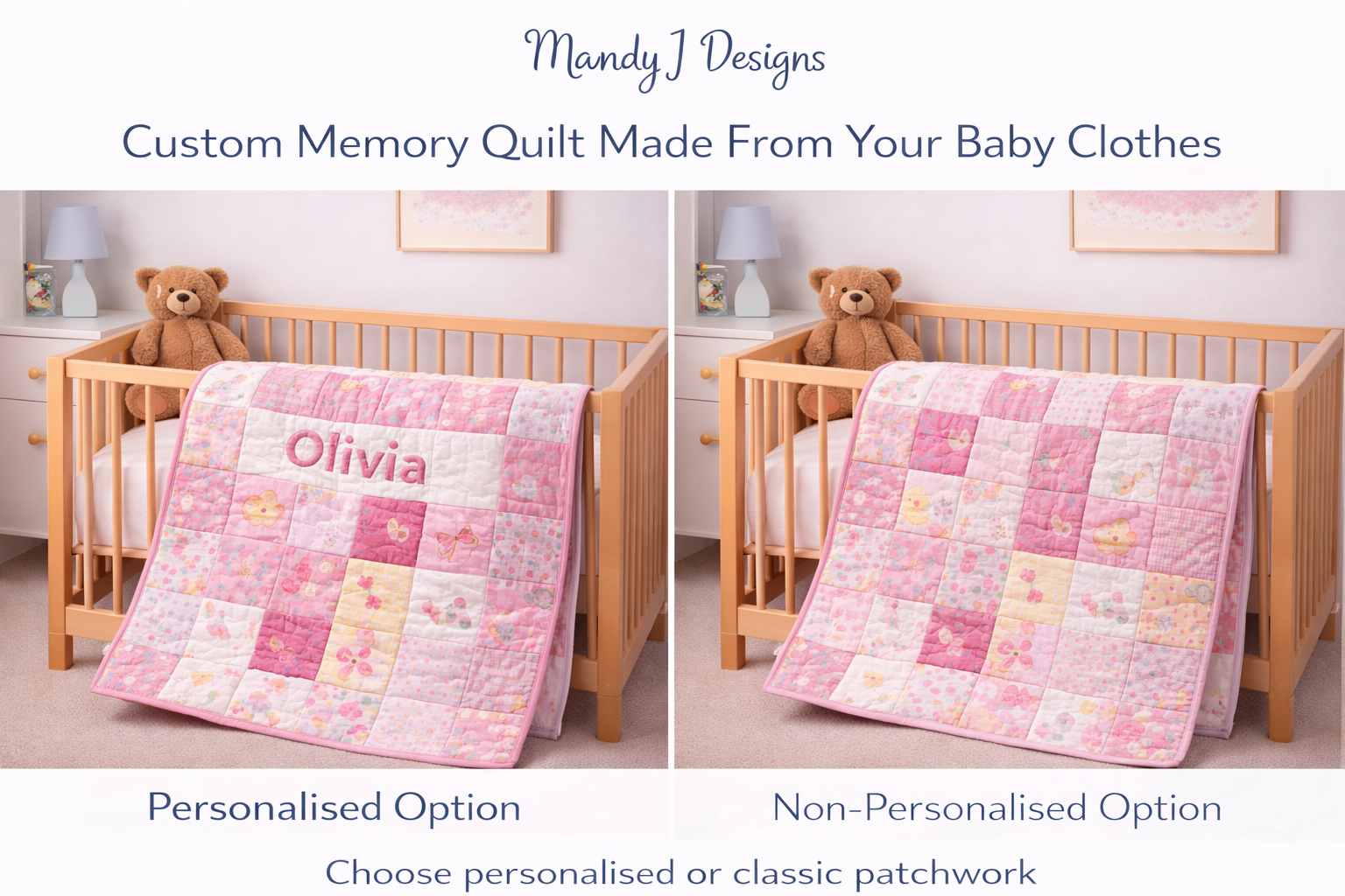 Custom Baby Clothes Memory Quilt – Personalised Keepsake Blanket