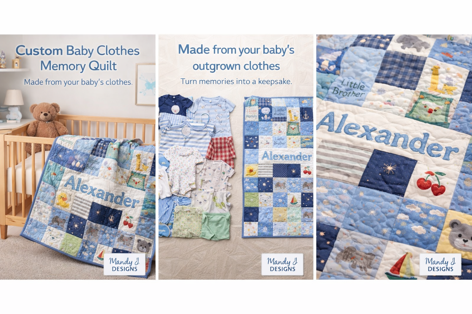 Custom Baby Clothes Memory Quilt – Personalised Keepsake Blanket
