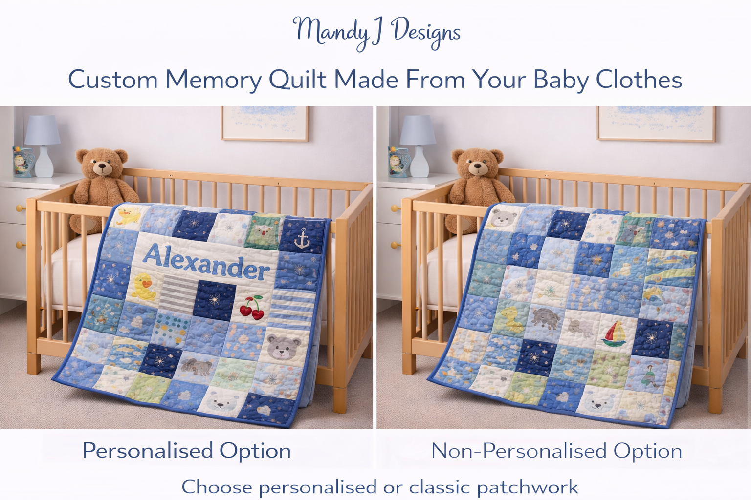Custom Baby Clothes Memory Quilt – Personalised Keepsake Blanket