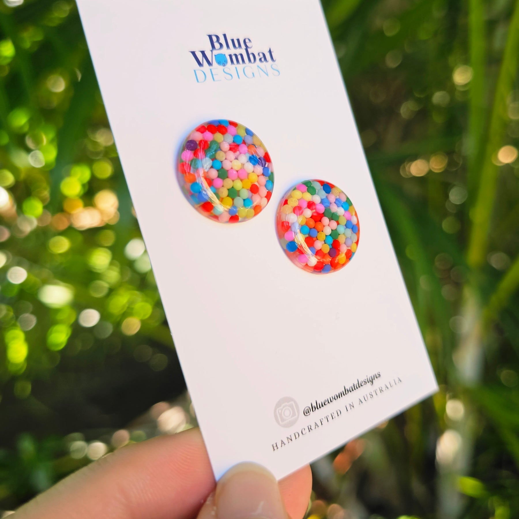 Colourful Resin Domed Mixed Clay Studs 20mm