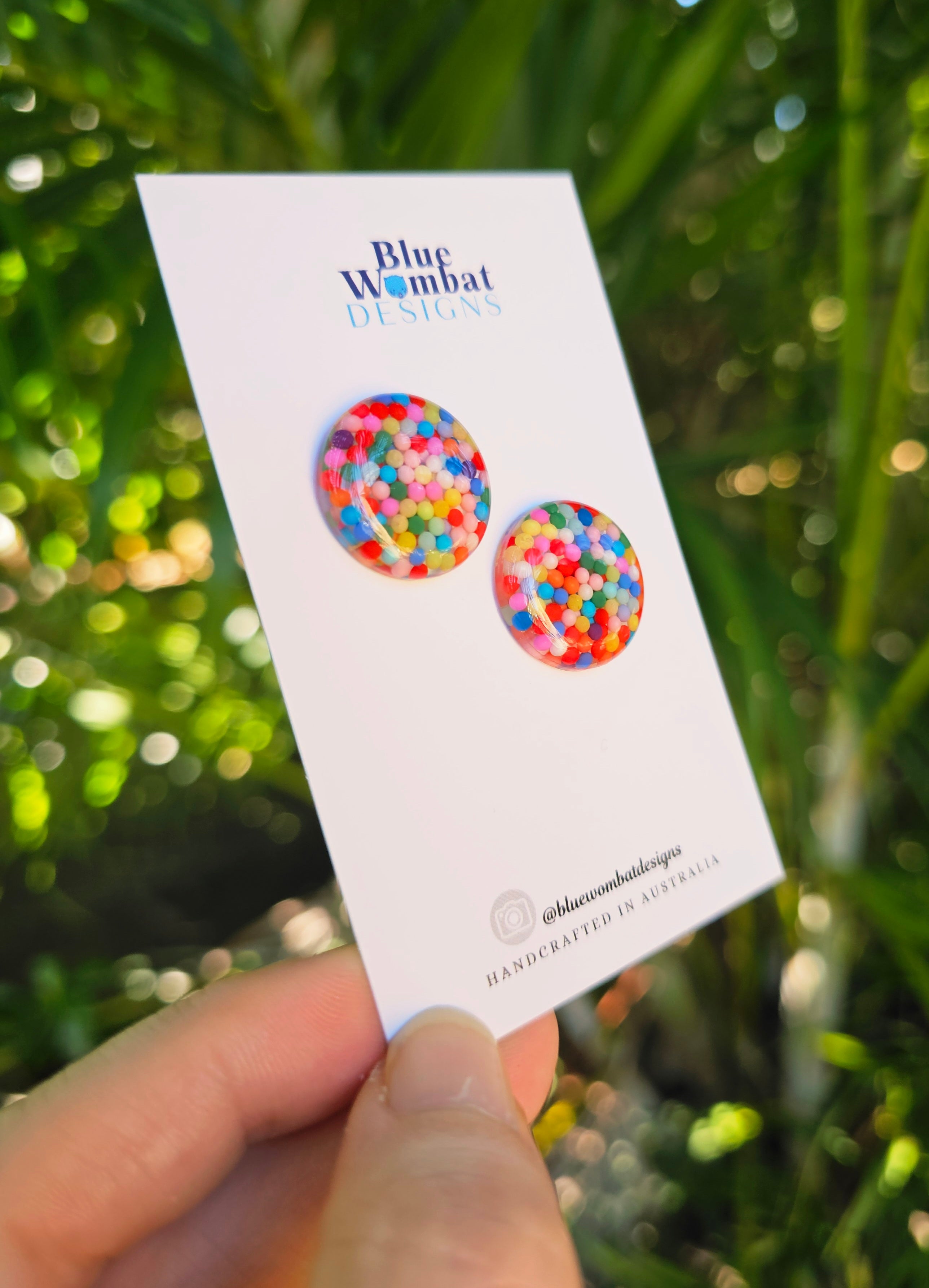 Colourful Resin Domed Mixed Clay Studs 20mm