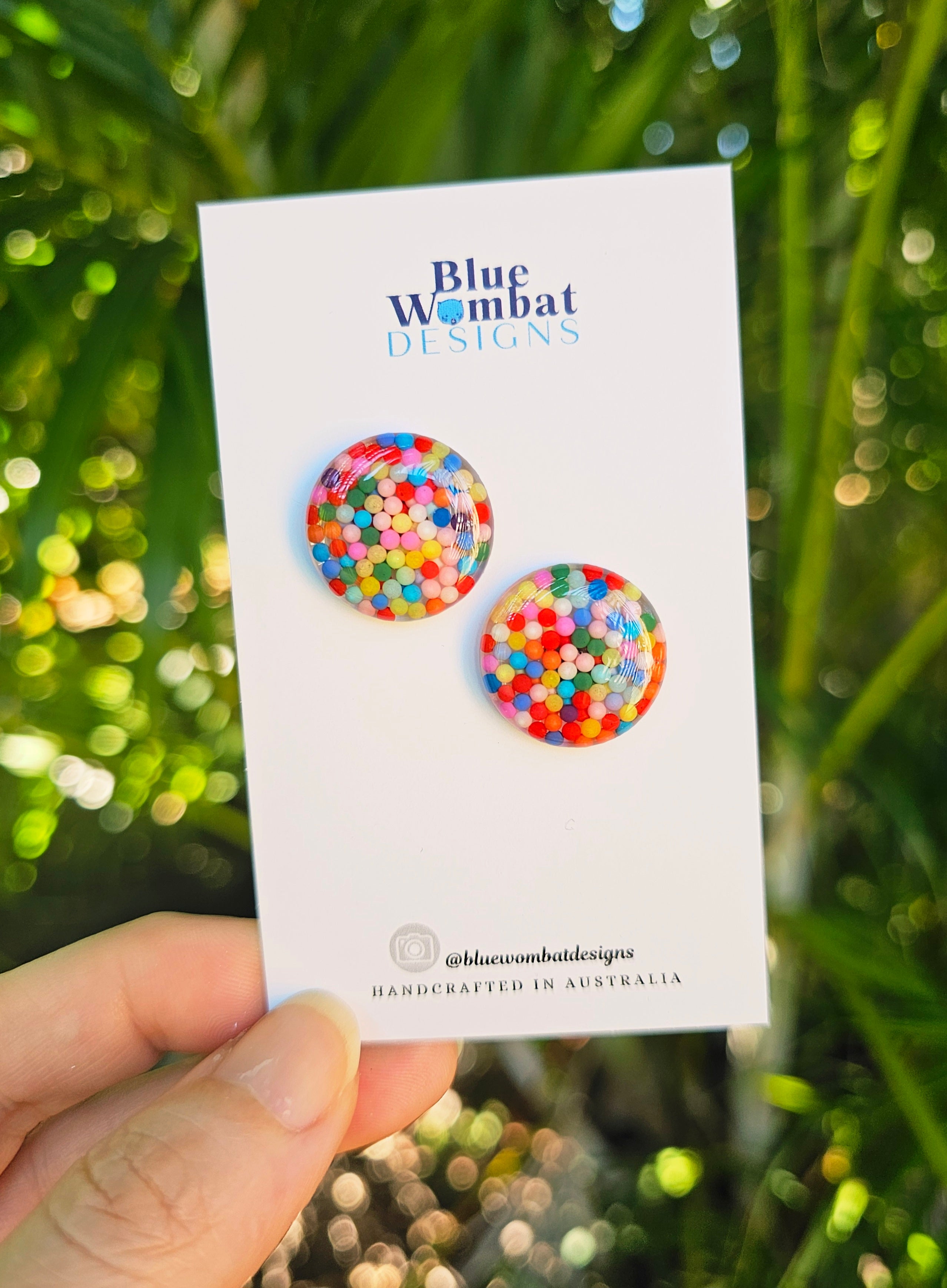 Colourful Resin Domed Mixed Clay Studs 20mm