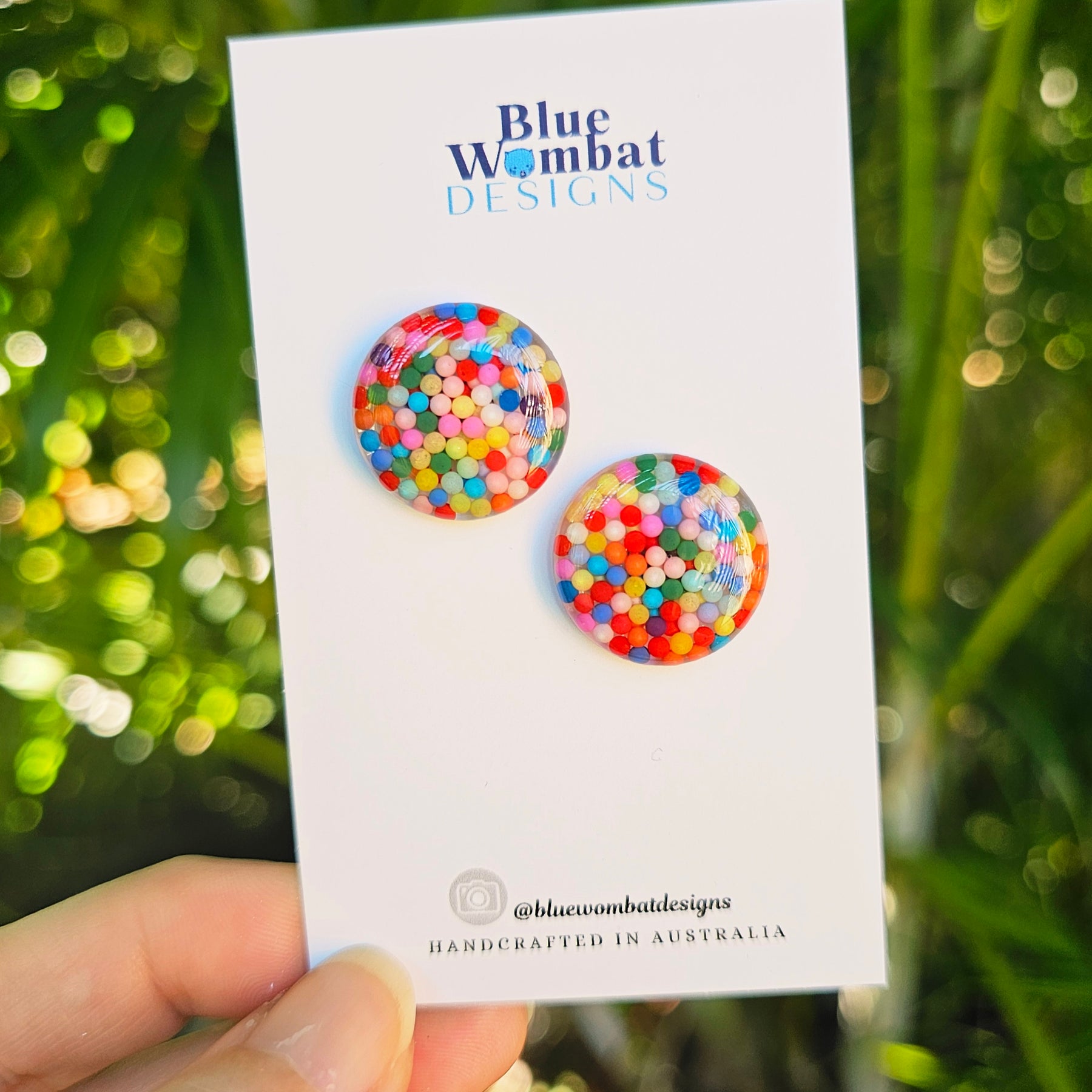 Colourful Resin Domed Mixed Clay Studs 20mm