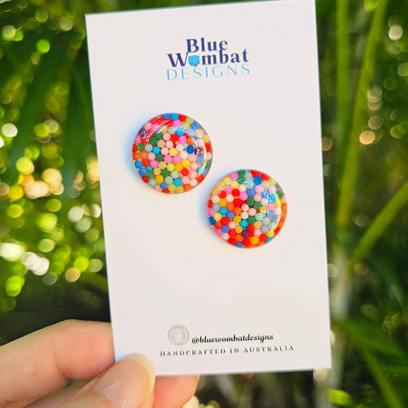 Colourful Resin Domed Mixed Clay Studs 20mm