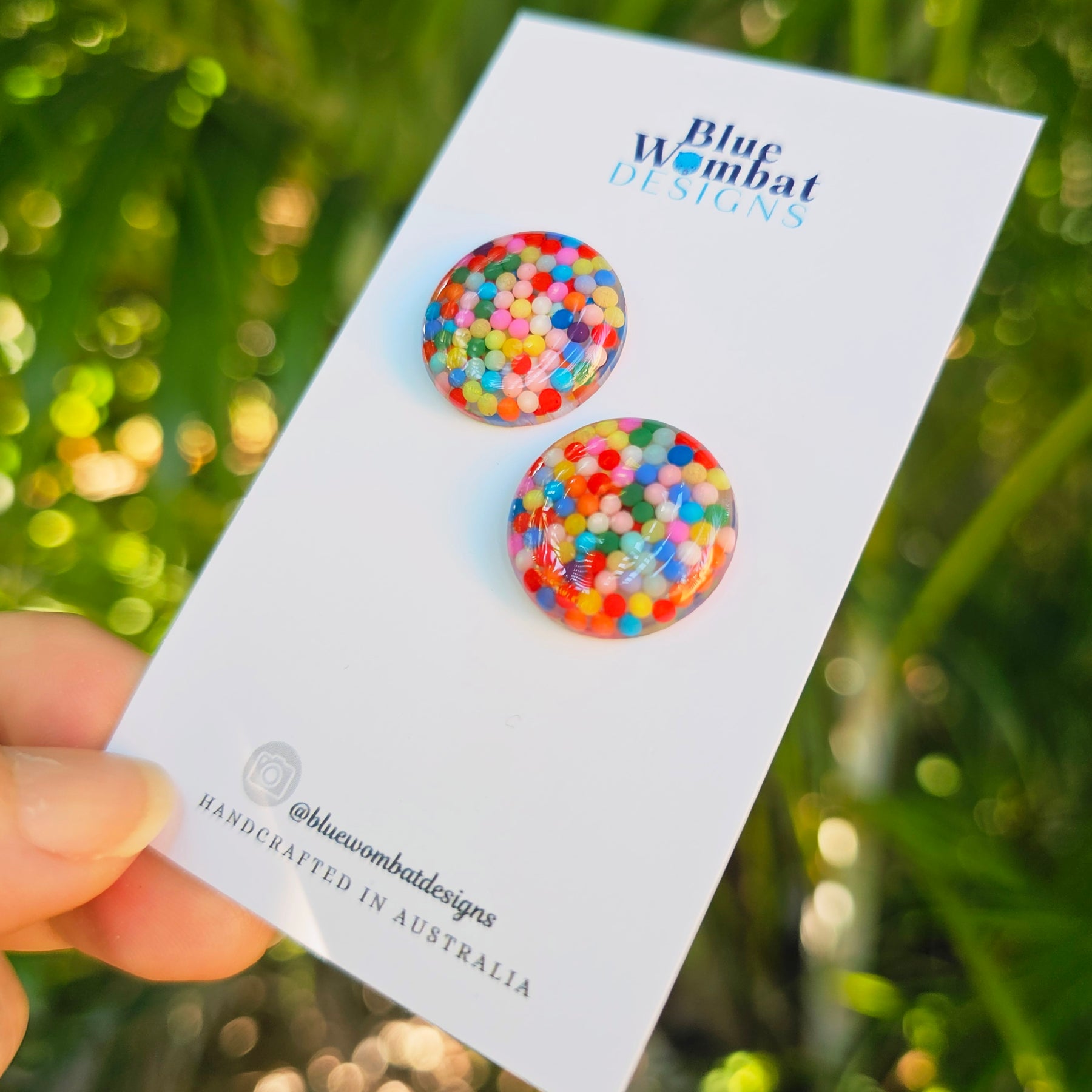 Colourful Resin Domed Mixed Clay Studs 20mm