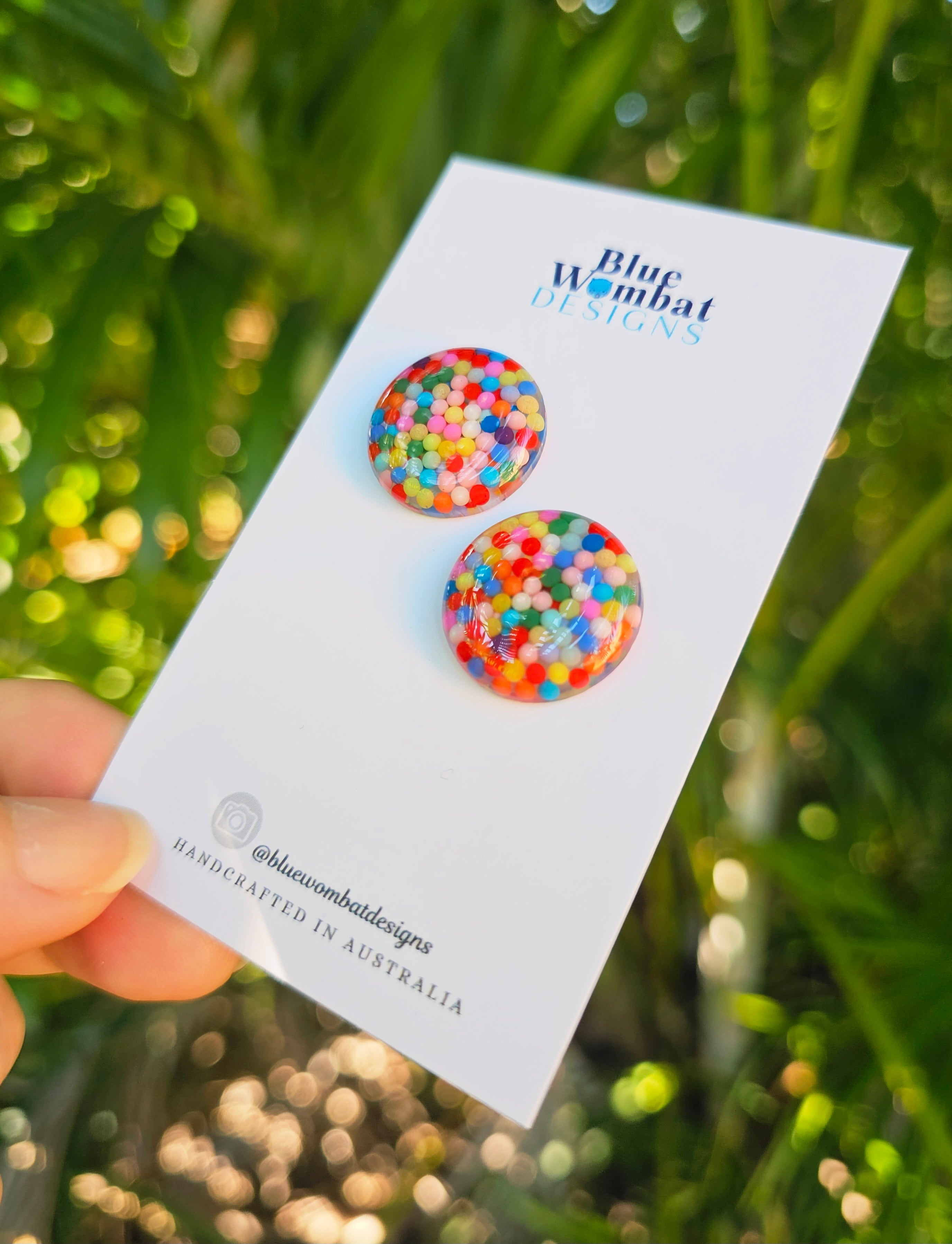 Colourful Resin Domed Mixed Clay Studs 20mm