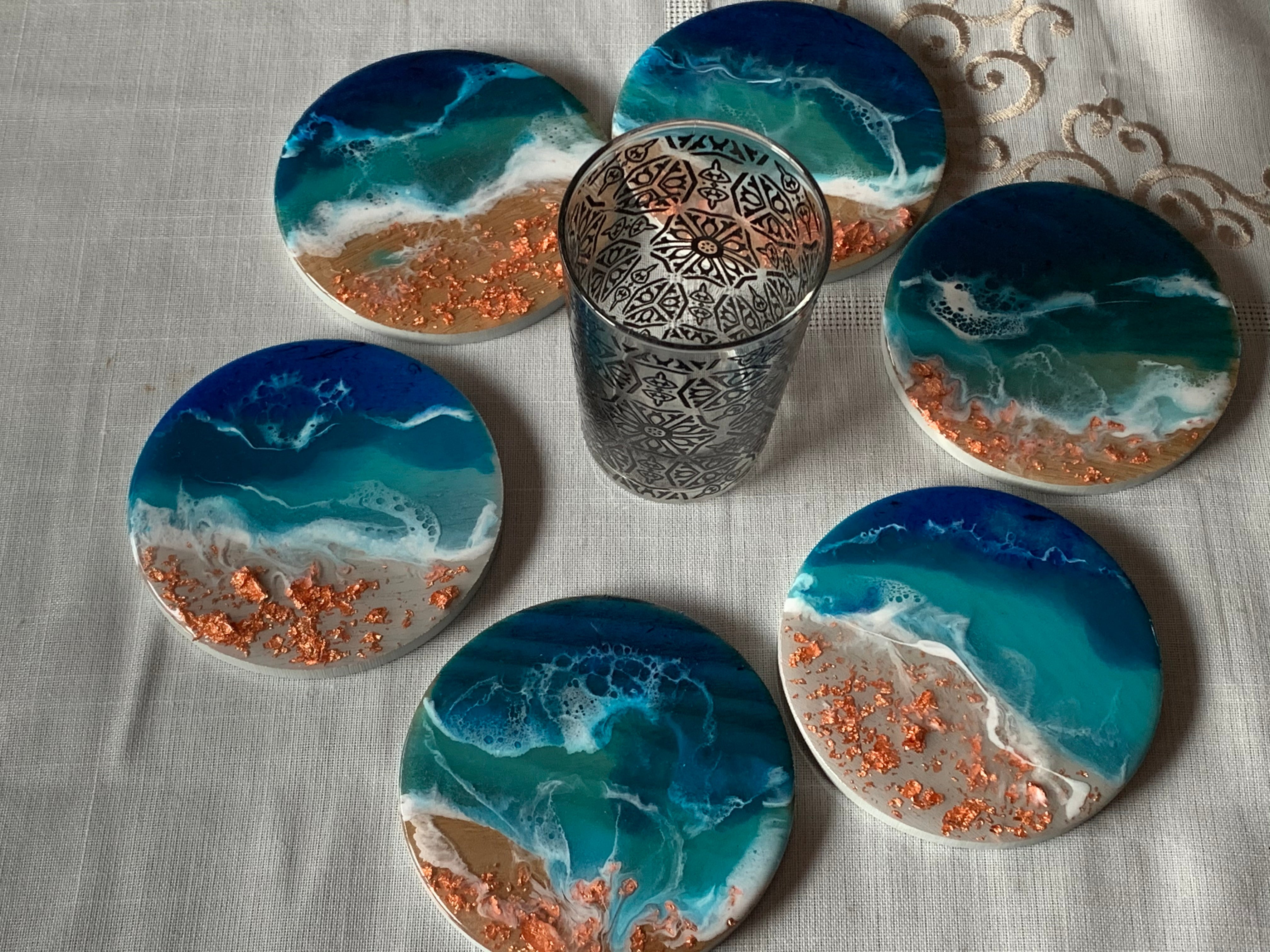Coasters | coastal love | beach beauty | resin coasters | oceans | gift for her | gift ideas