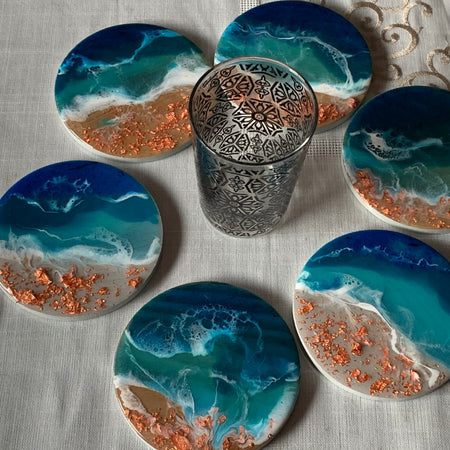 Coasters | coastal love | beach beauty | resin coasters | oceans | gift for her | gift ideas