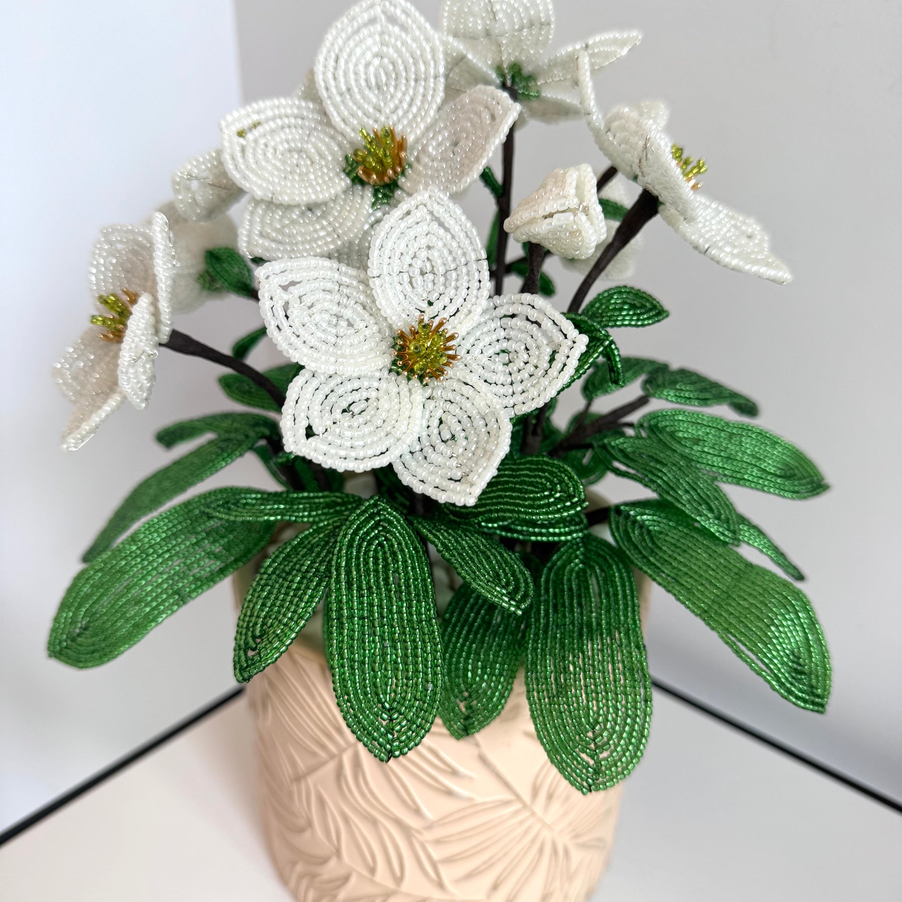 French-beaded Christmas Rose
