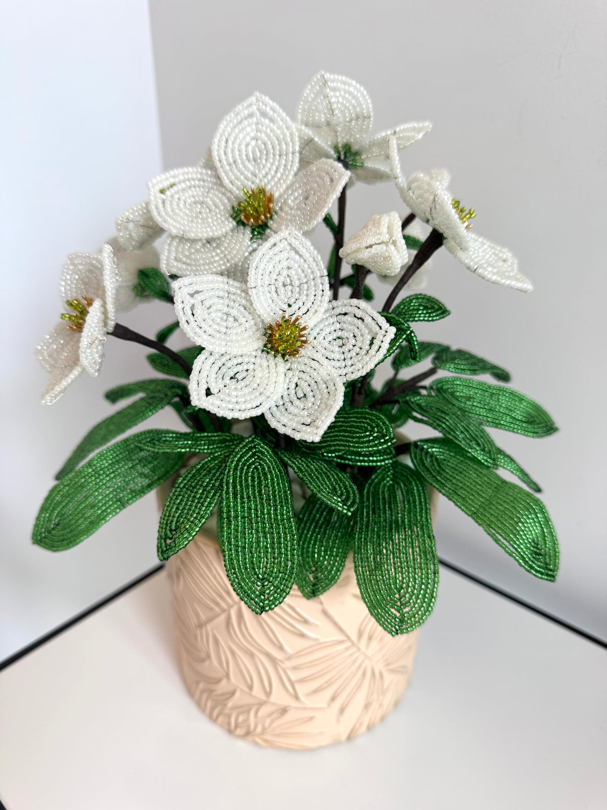 French-beaded Christmas Rose