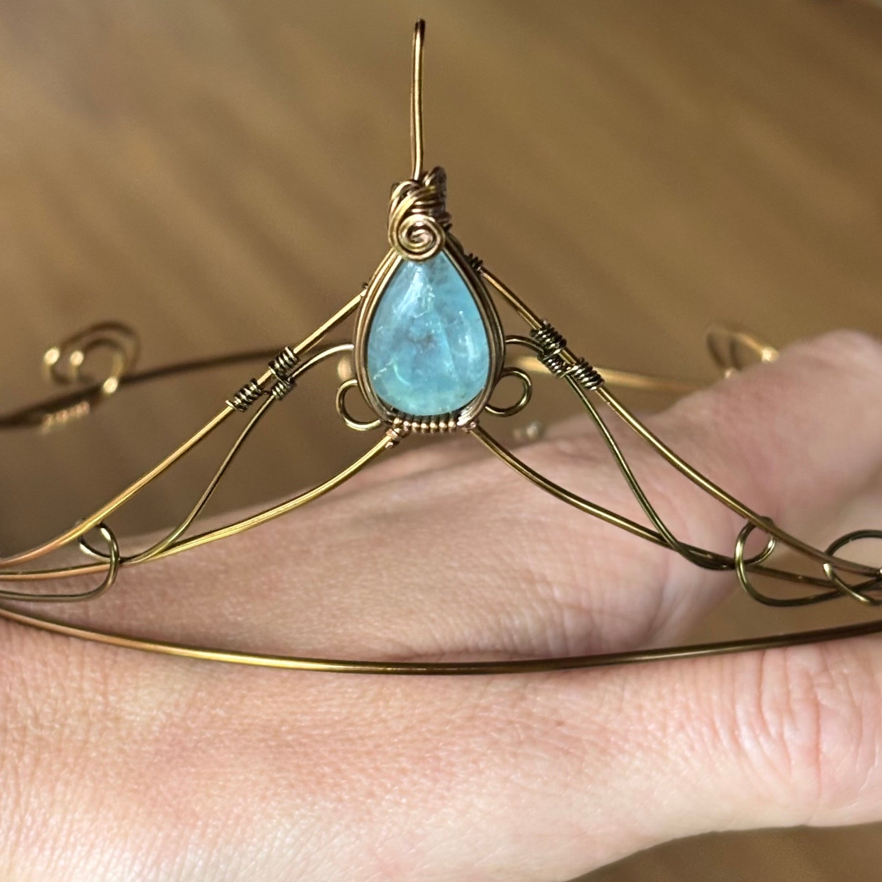 Aquamarine Crystal tiara crown in copper