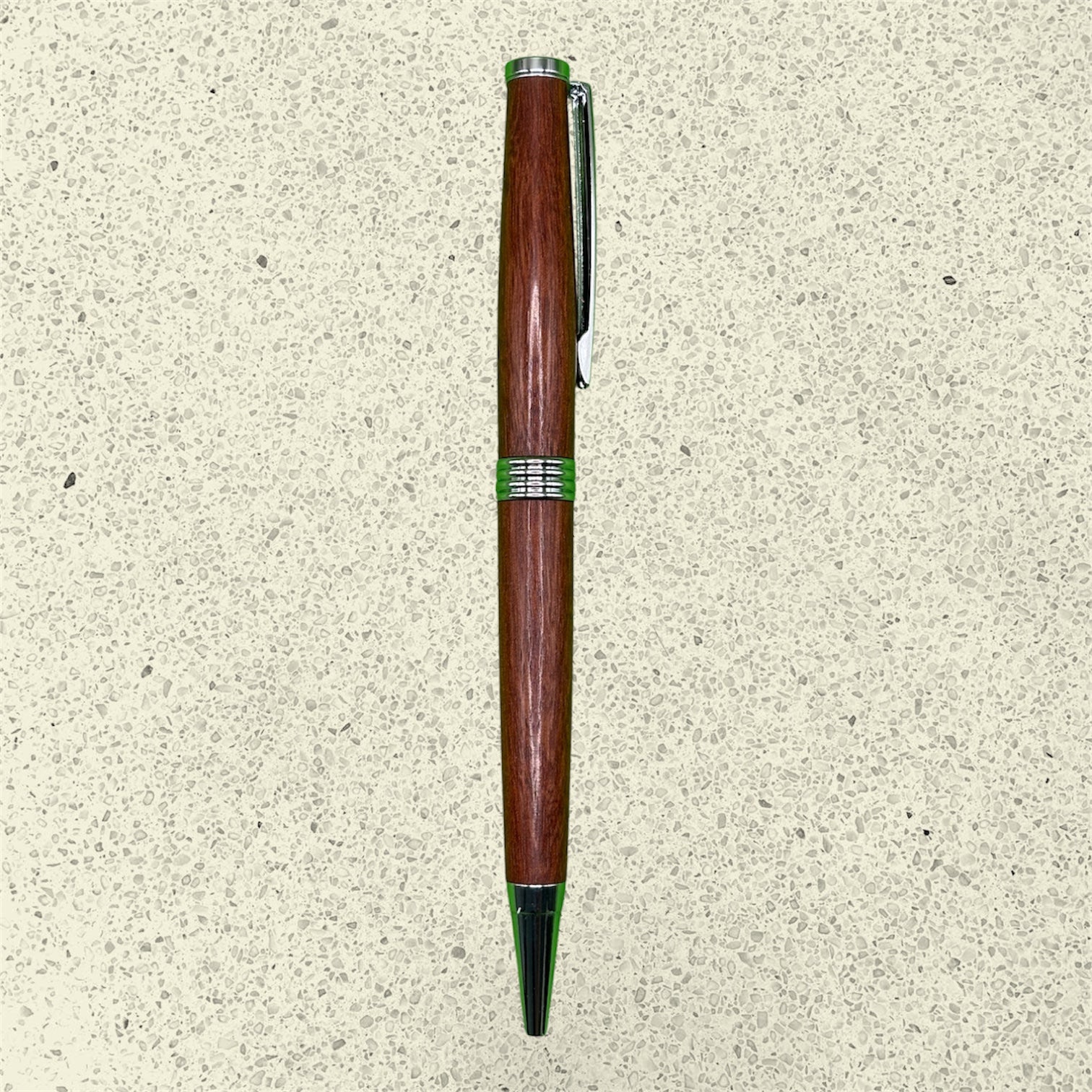 Broad Ballpoint Pen – River Redgum - Chrome - Accents