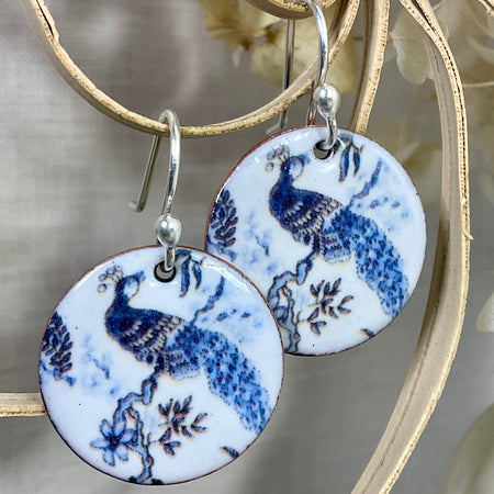 Peacock 🦚. Handmade enamel earrings