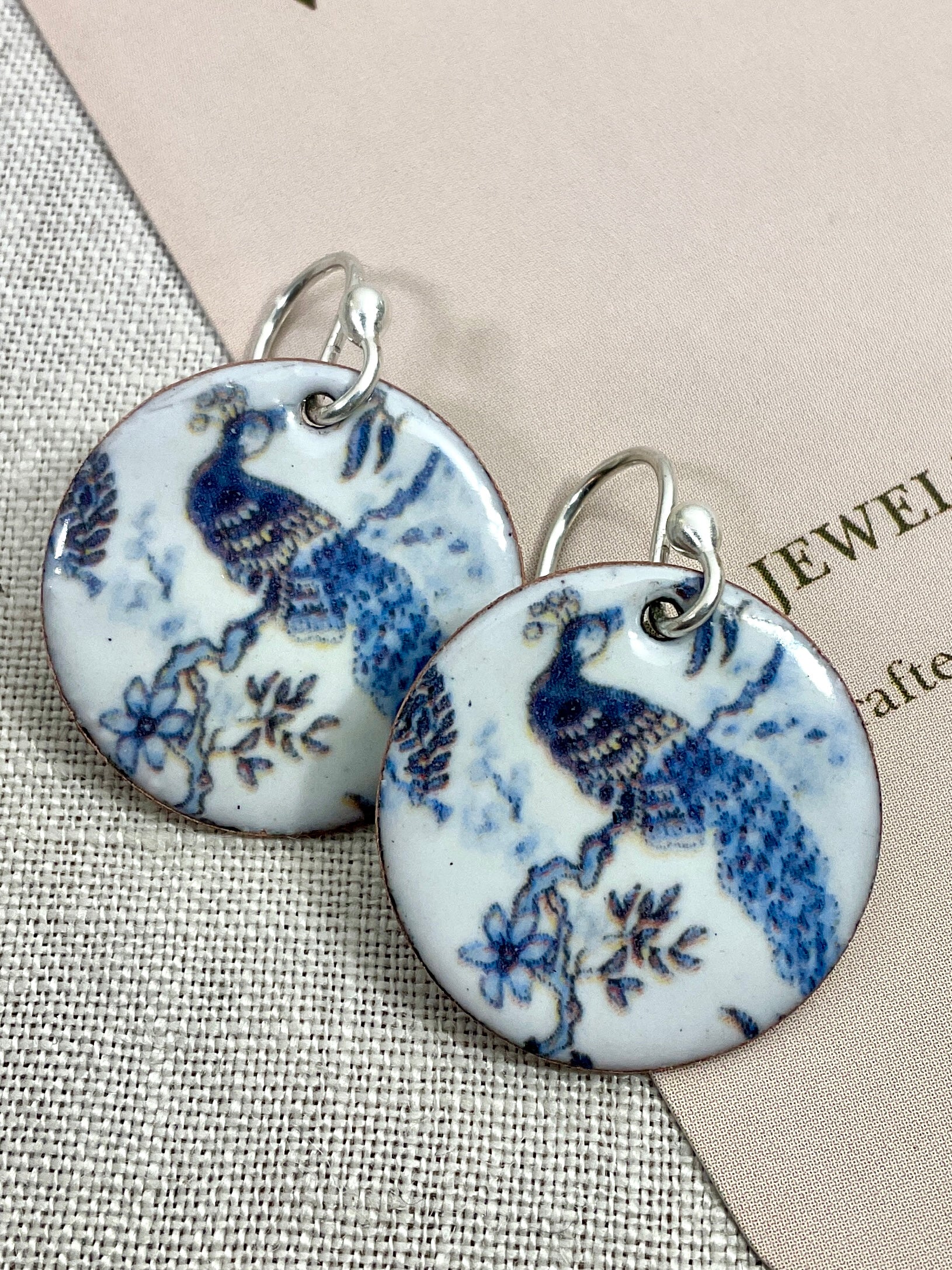 Peacock 🦚. Handmade enamel earrings