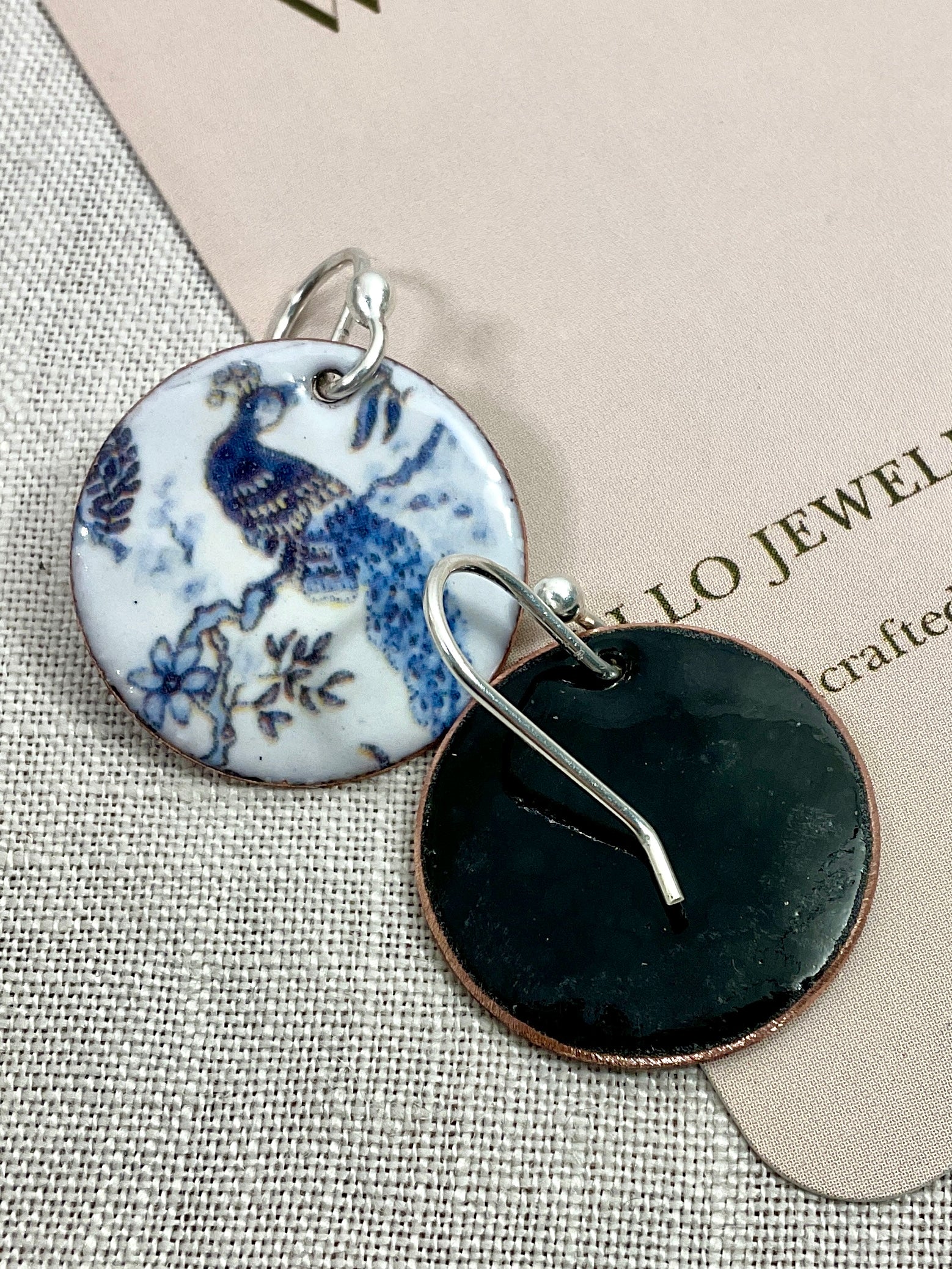 Peacock 🦚. Handmade enamel earrings