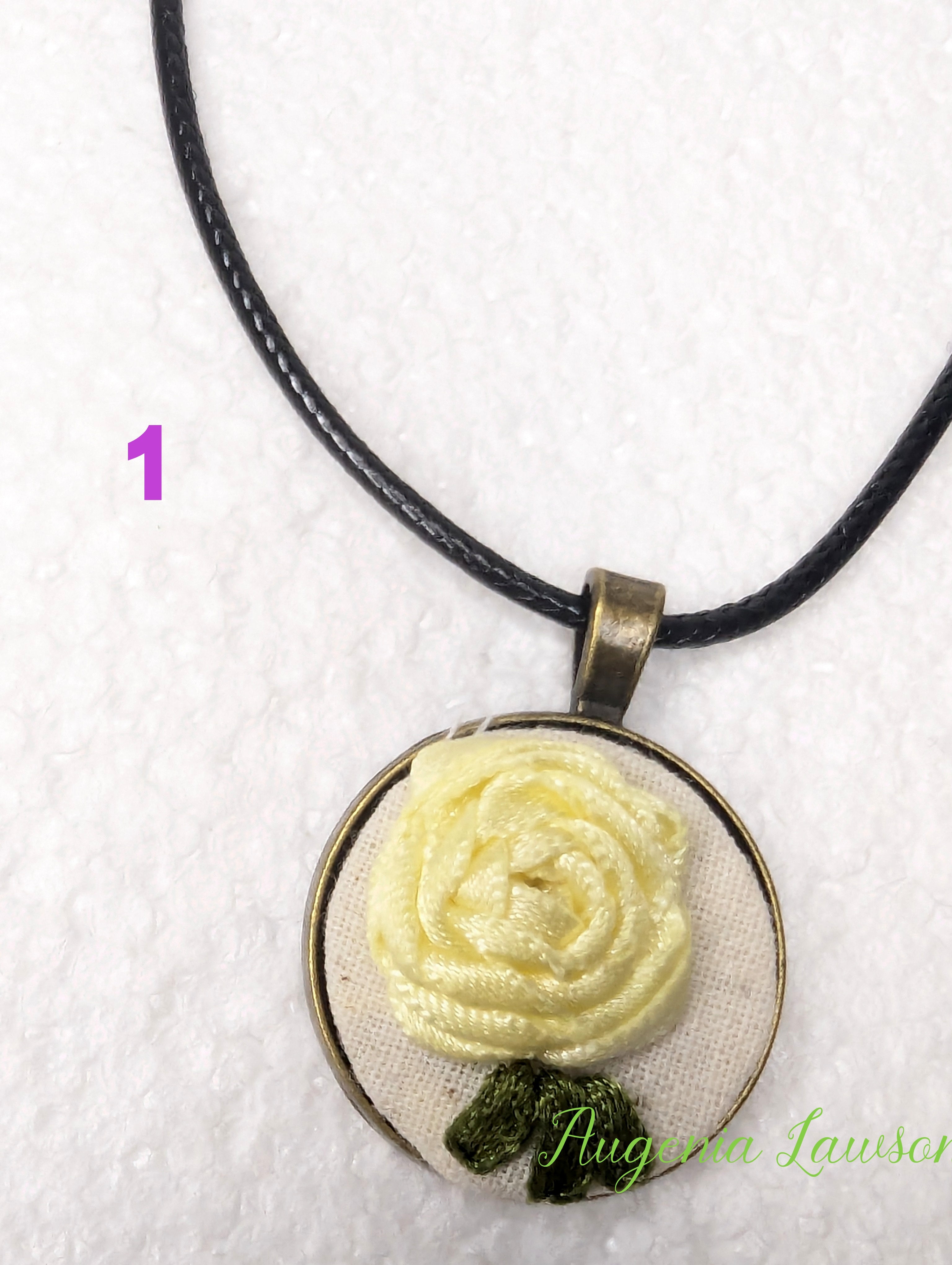 Mini Embroidered Necklace – Handmade Fabric Pendant, Choose Your Design