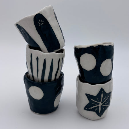Christmas Ceramic Espresso Cup | Handcrafted Clay | Hand decorated