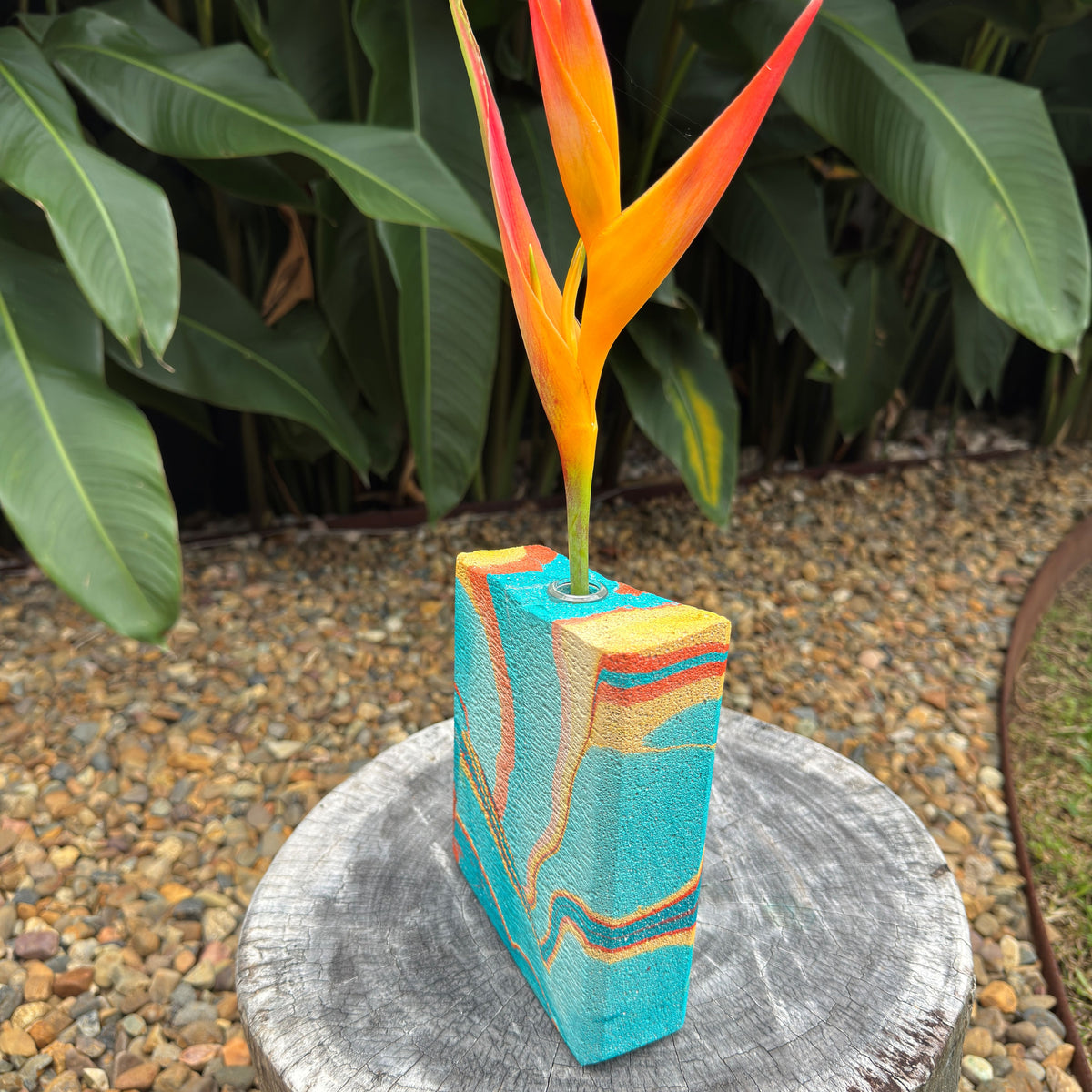 Lava Ponds hand sculpted concrete test tube vase