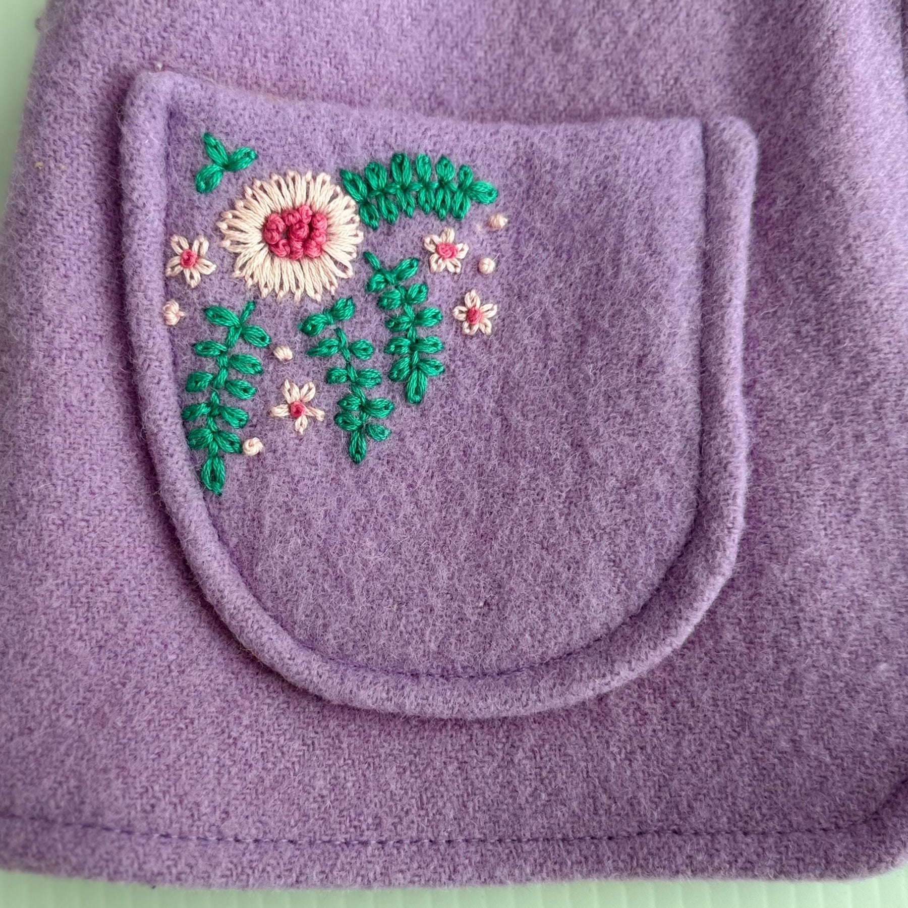 Girls Upcycled Blanket Vest with Hand Embroidered Pocket