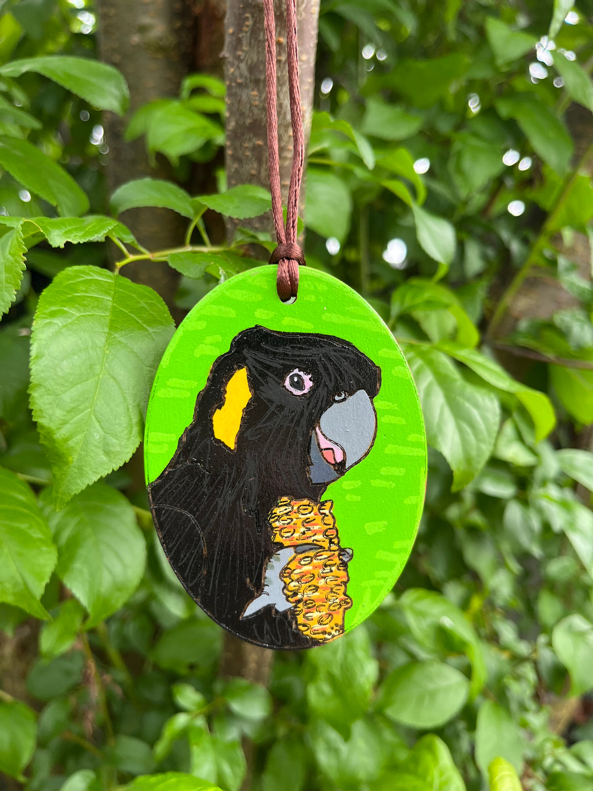 Yellow-tailed Black Cockatoo Bauble | Hand-painted | Christmas Decoration | Australian Native Birds