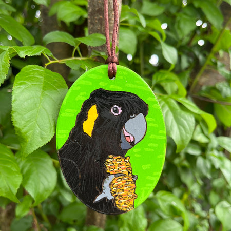 Yellow-tailed Black Cockatoo Bauble | Hand-painted | Christmas Decoration | Australian Native Birds