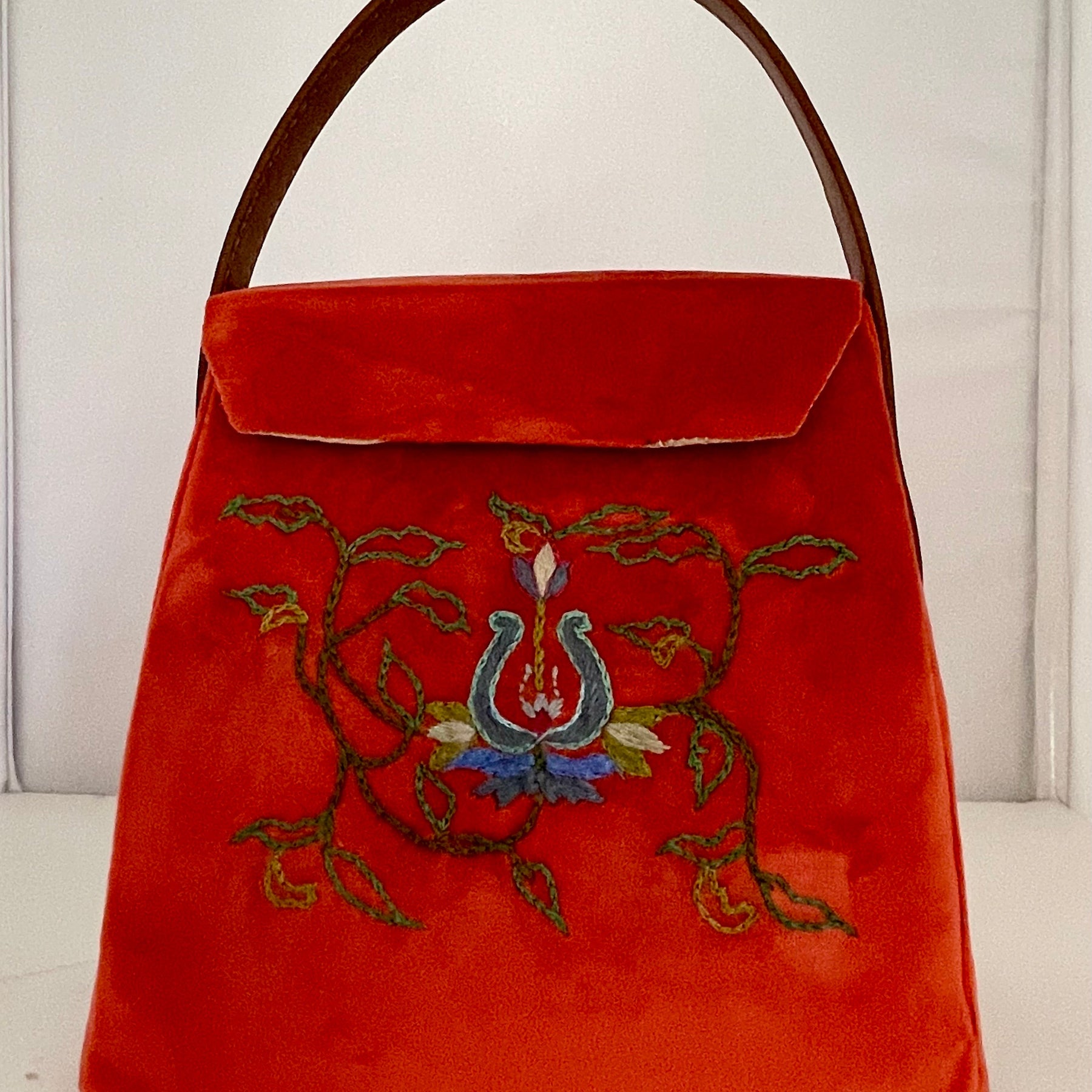 (Copy) Handmade Orange Velvet Handbag Upcycled