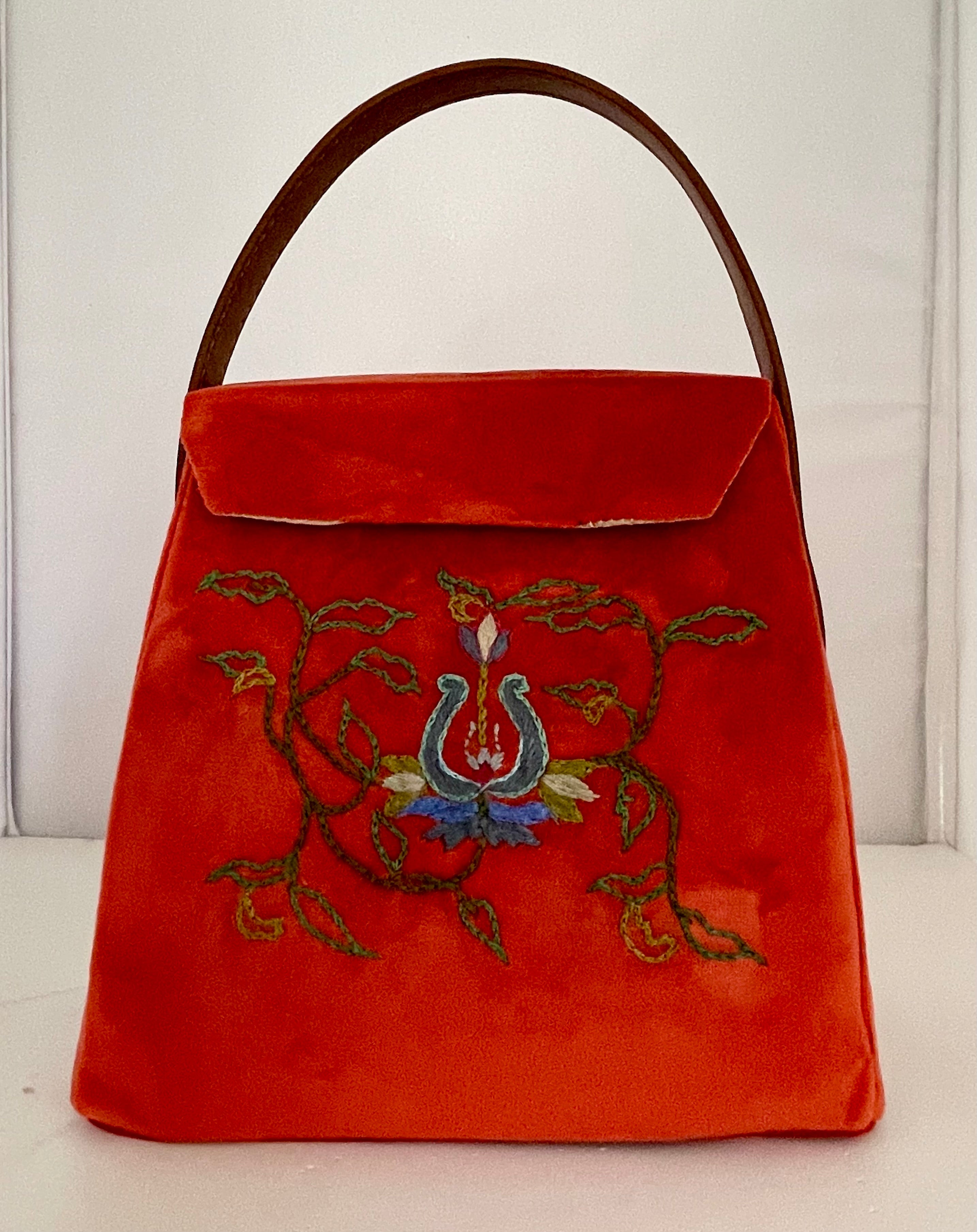 (Copy) Handmade Orange Velvet Handbag Upcycled