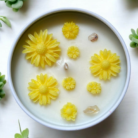 Daisy & Citrine Crystal Candle