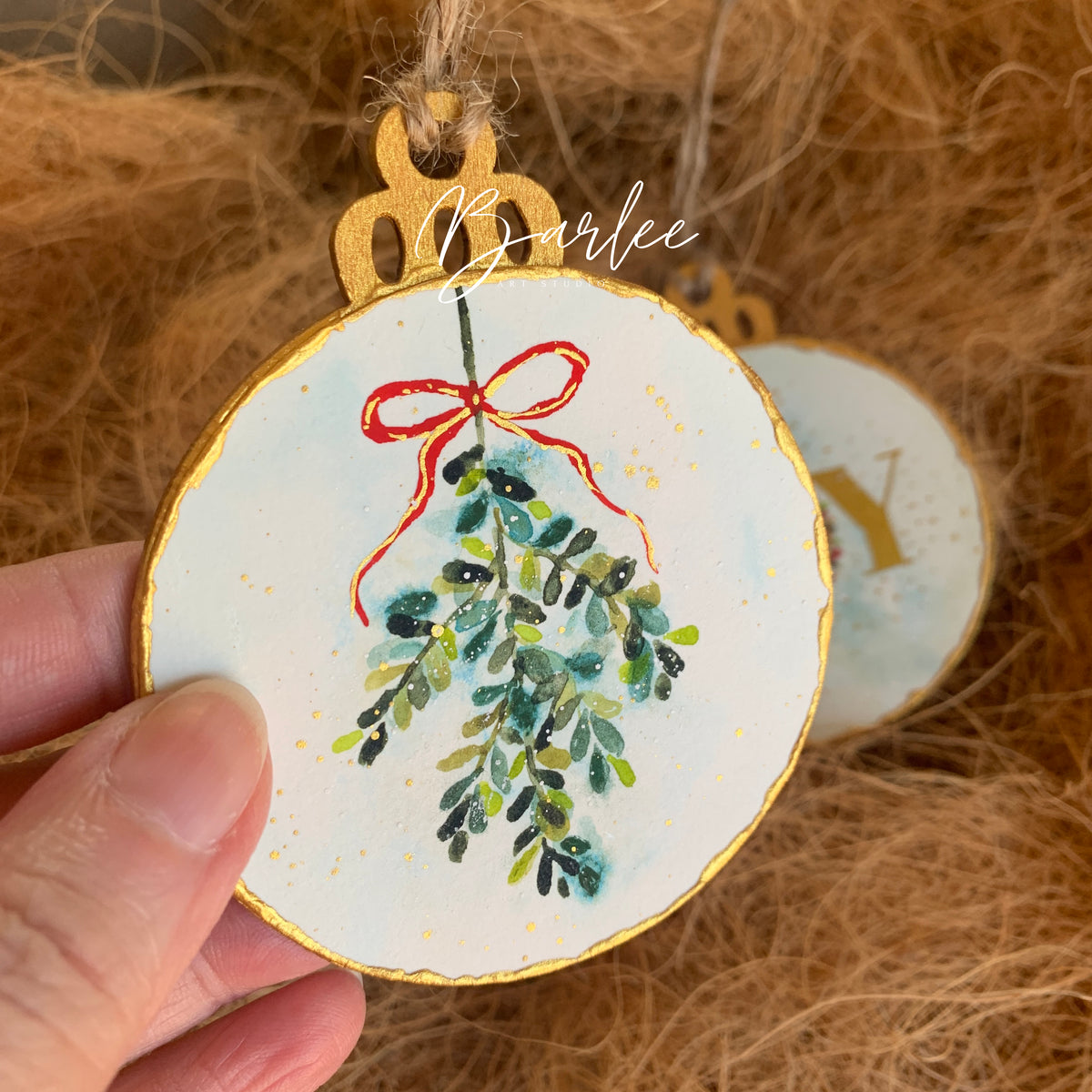 Set of 2 Hand-Painted Christmas Decorations - Unique Ornaments
