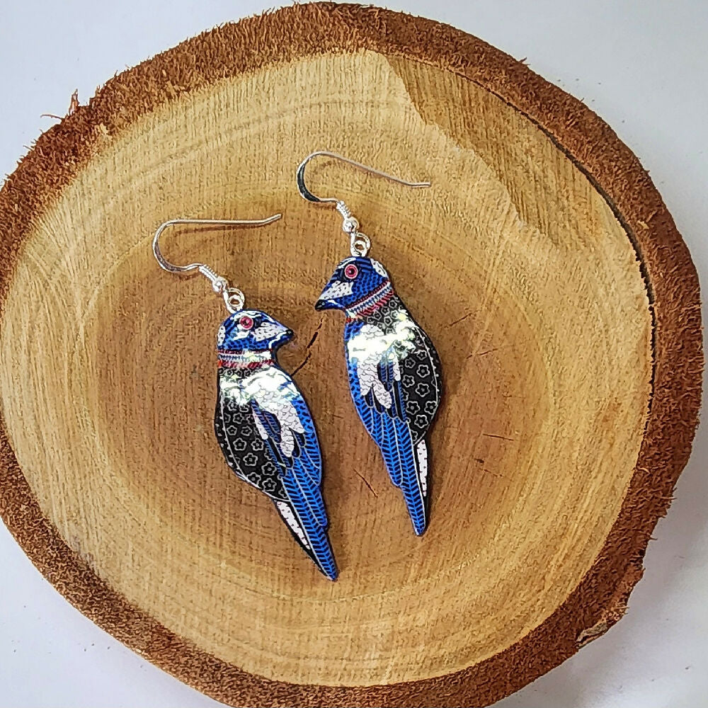 Sterling silver Australian magpie earrings