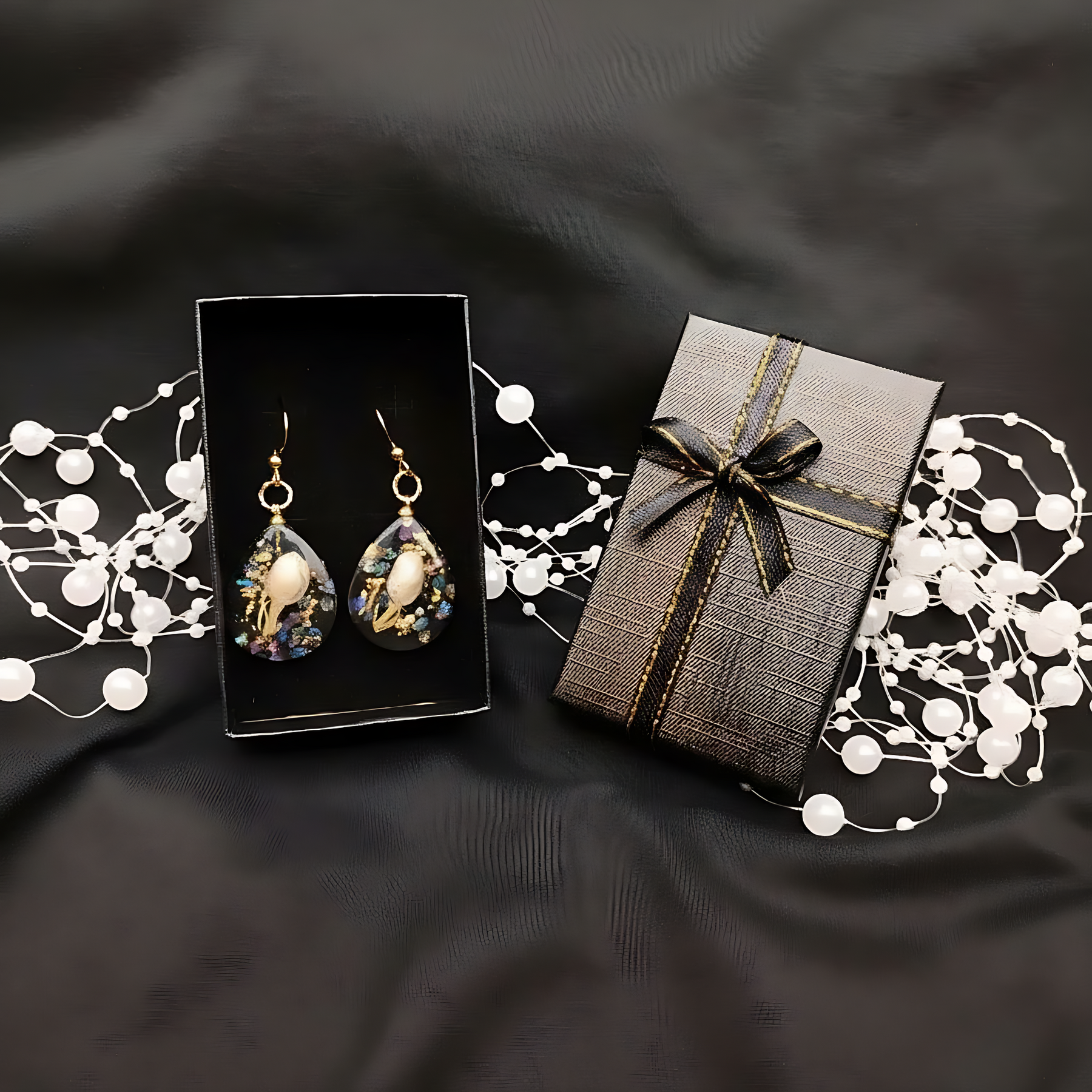 Real dried White Jasmin flower earrings