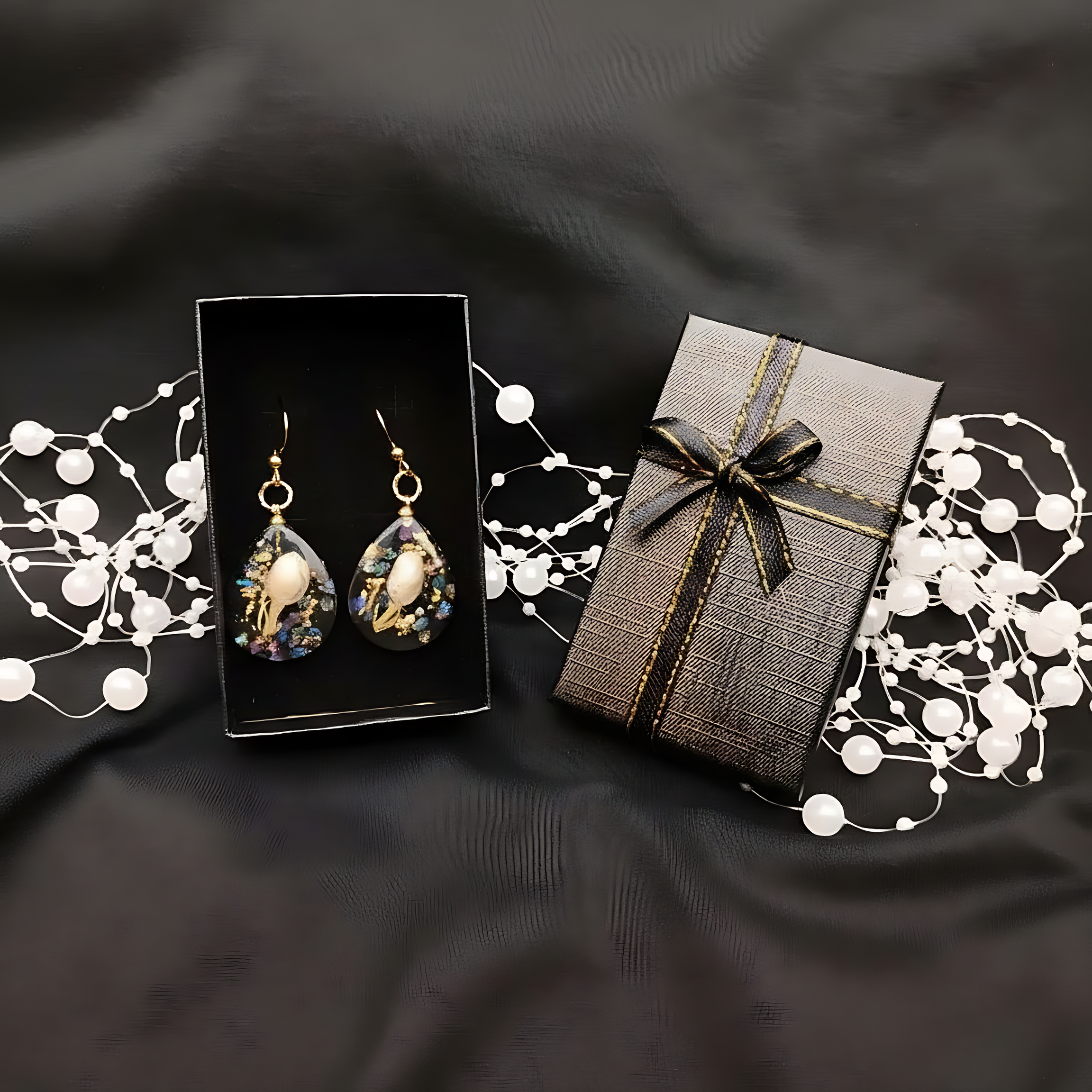 Real dried White Jasmin flower earrings