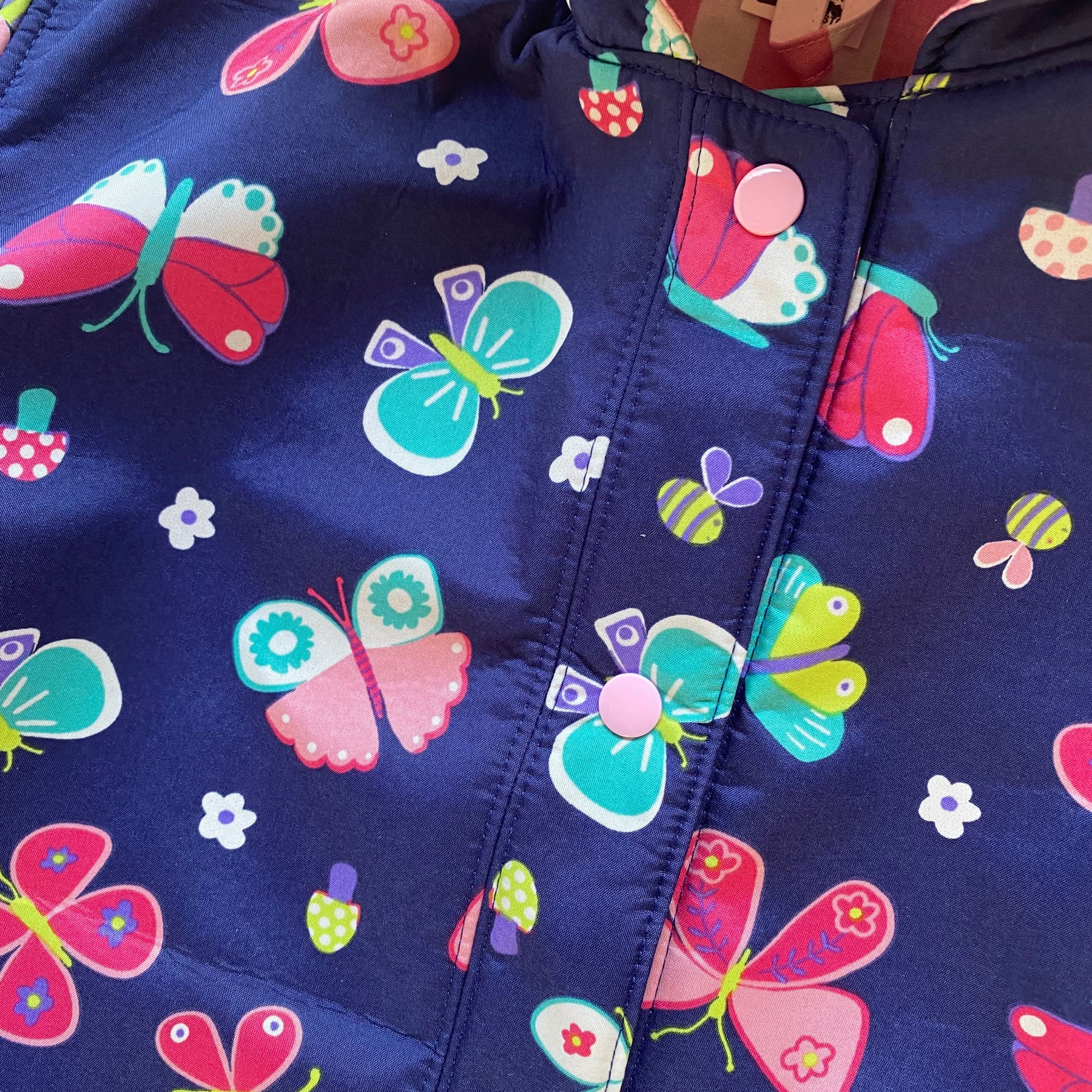 Showerproof Butterflies on Blue Hooded Jacket size 5