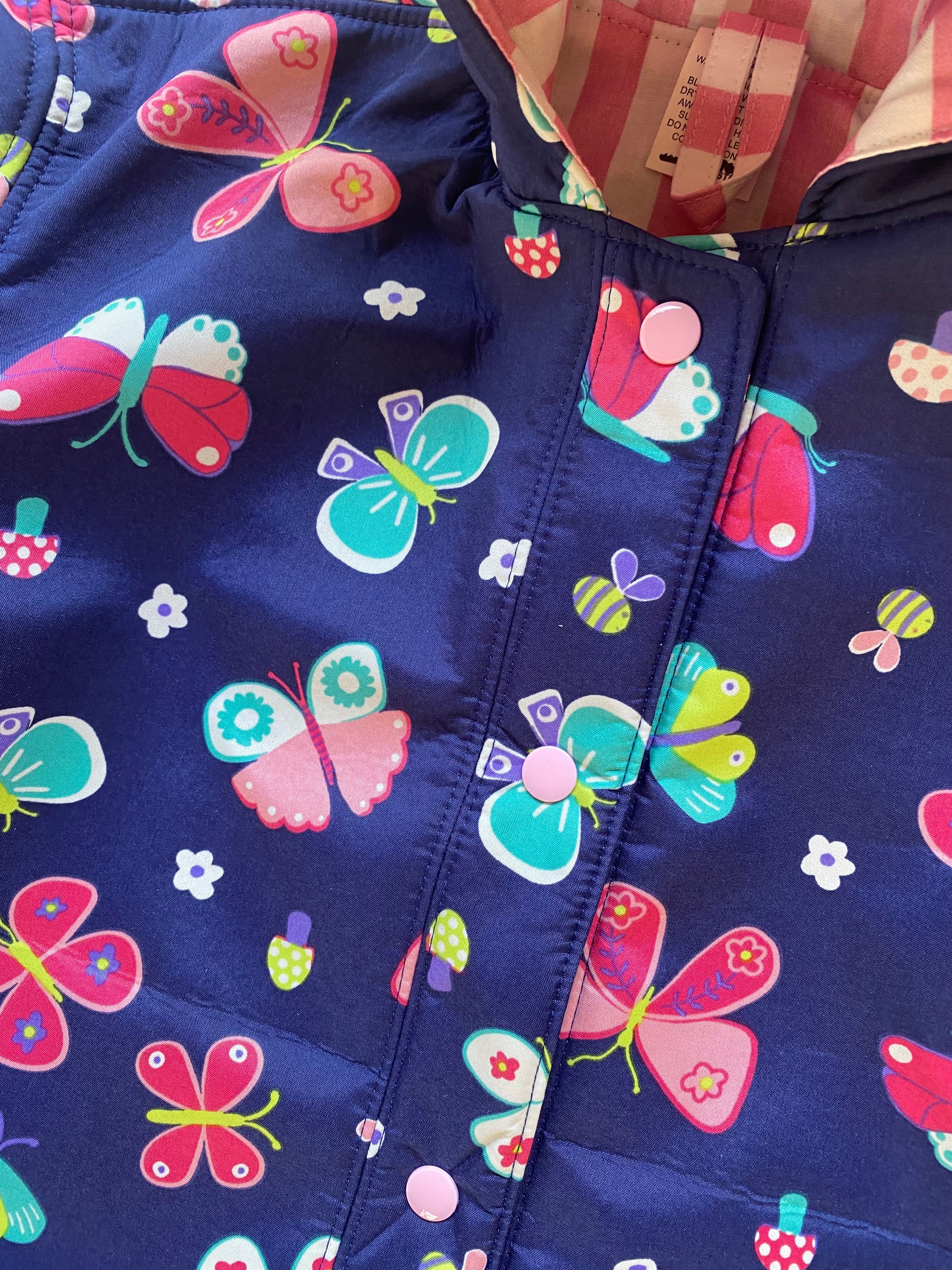 Showerproof Butterflies on Blue Hooded Jacket size 5
