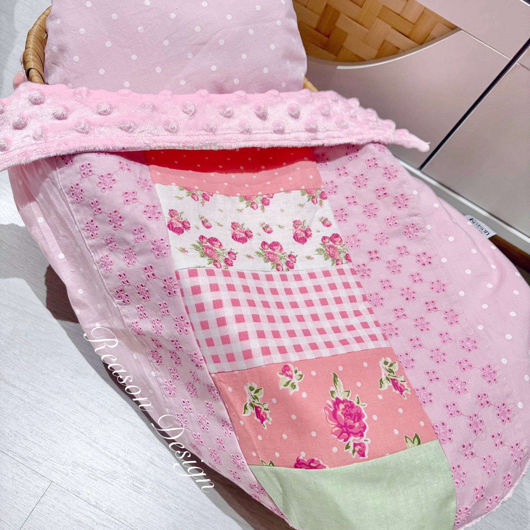Handmade Doll Bedding Set – Fits Kmart & Target Doll Pram/Bassinet | Pillow & Minky Blanket | Toy Nursery Accessories