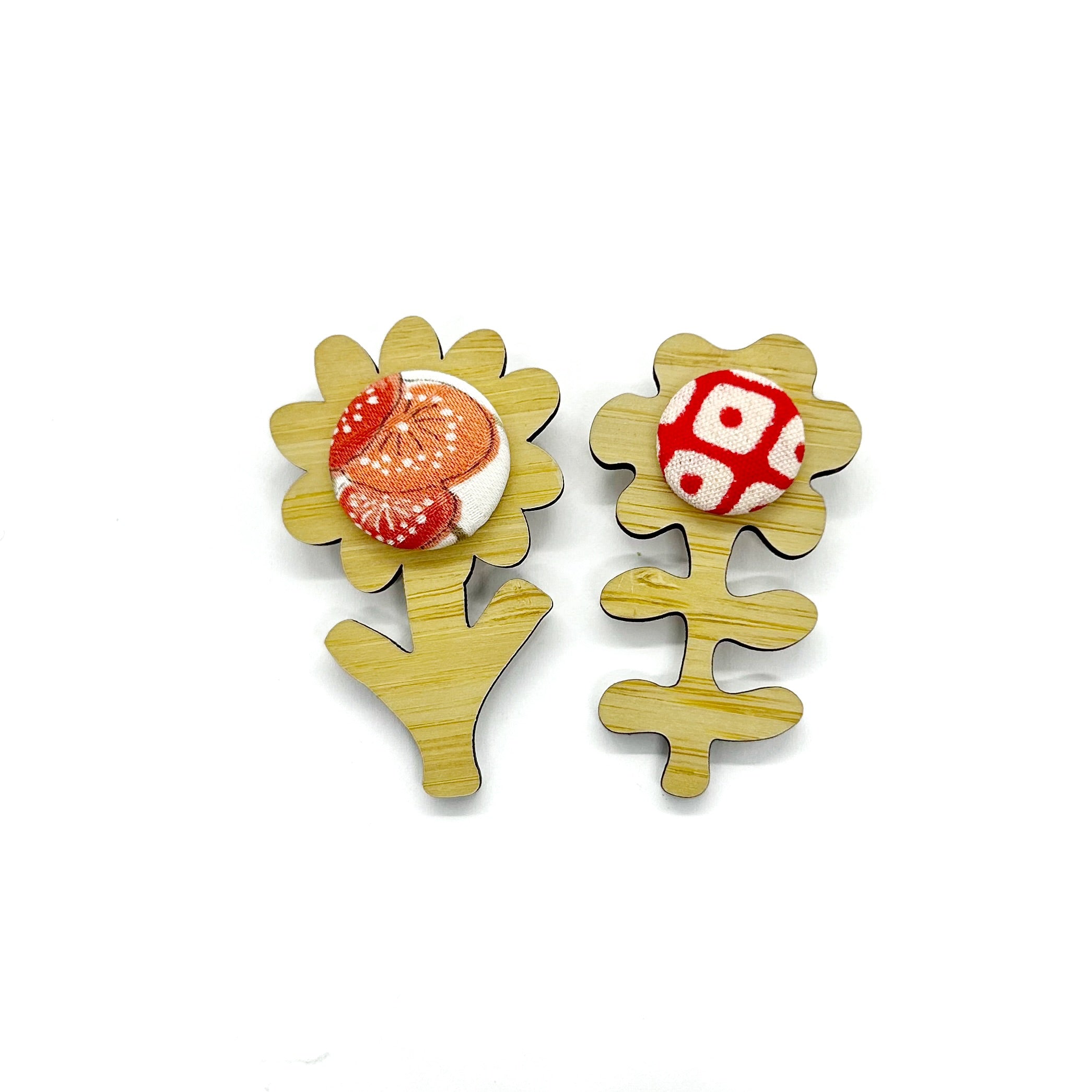 Double Floral Brooch - Reds
