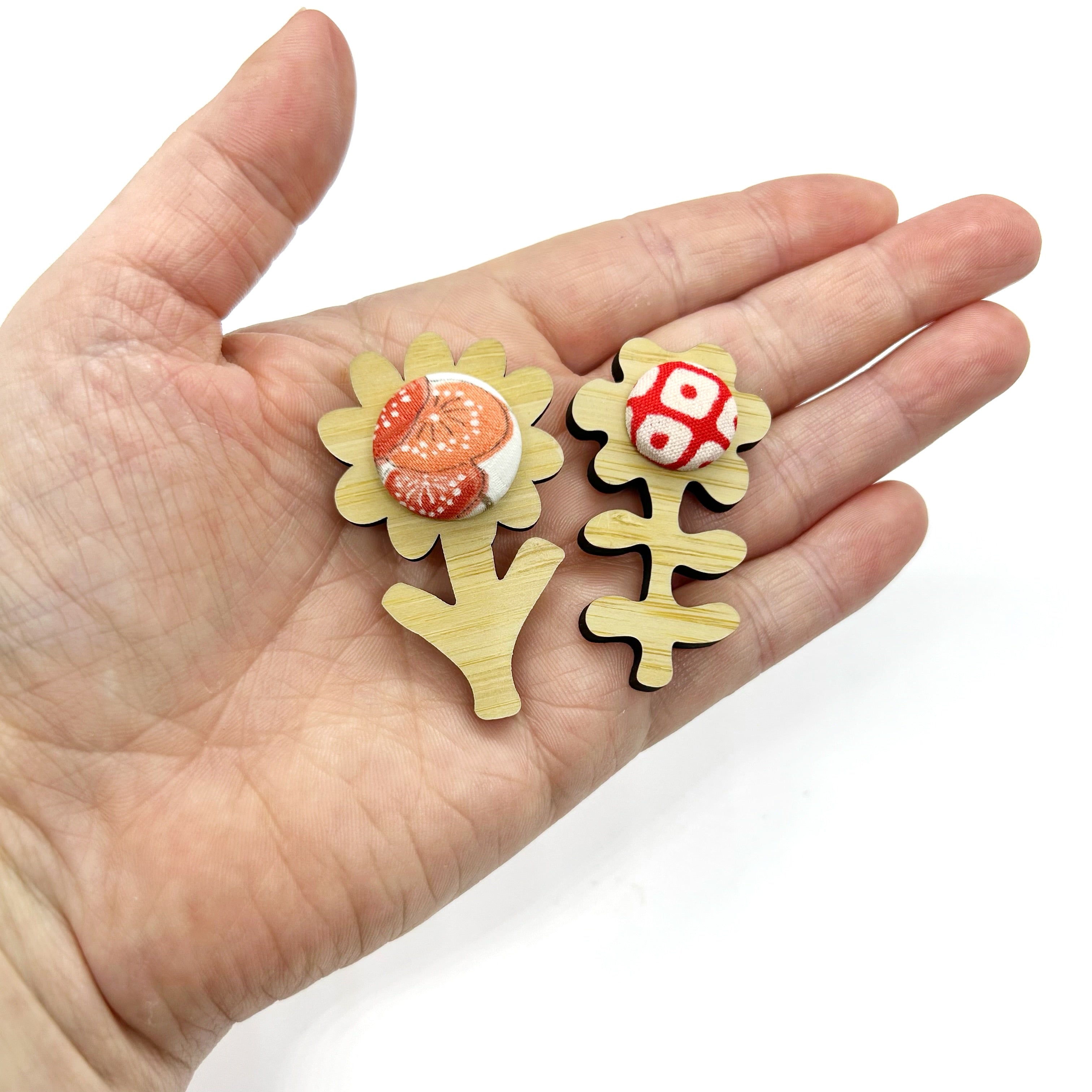 Double Floral Brooch - Reds