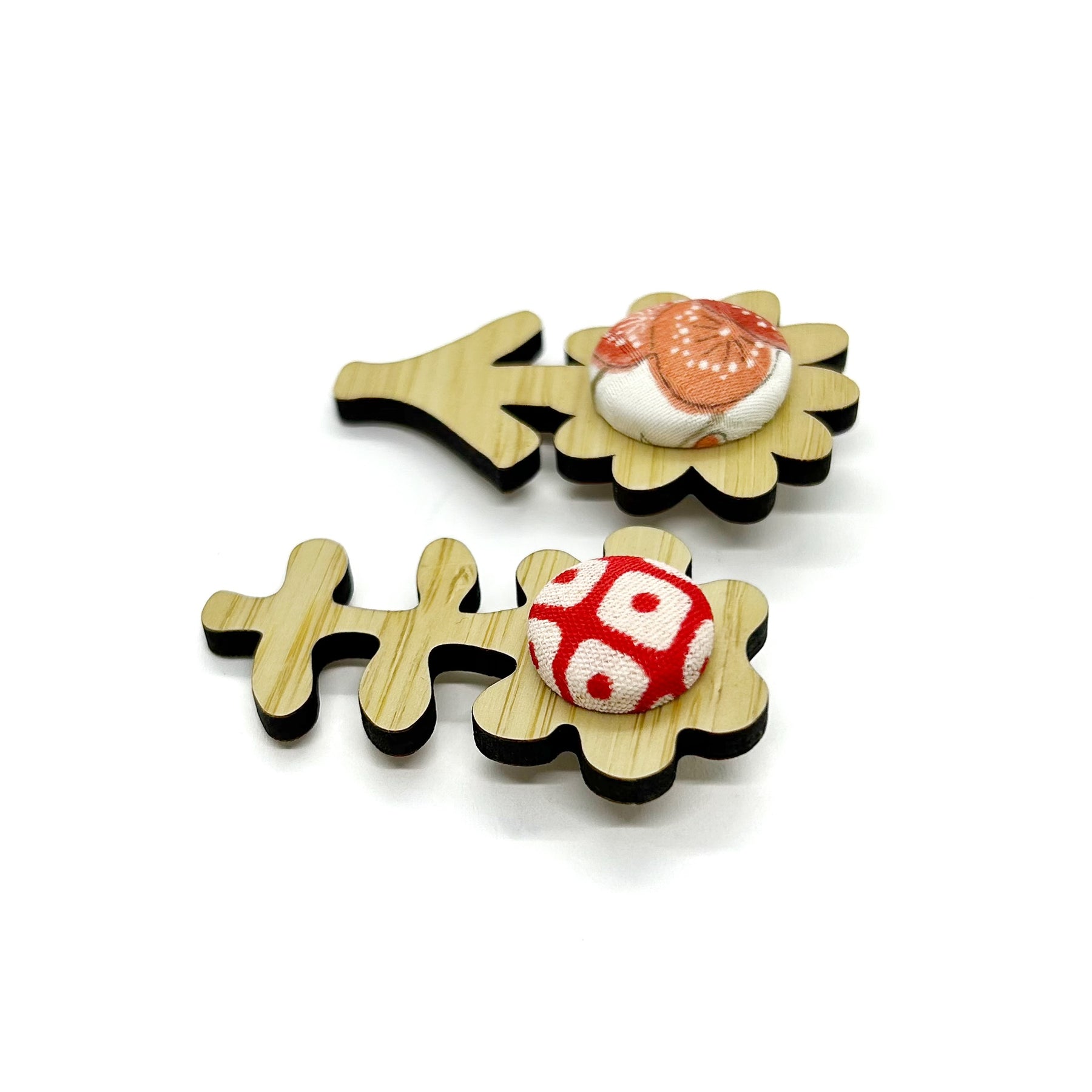 Double Floral Brooch - Reds