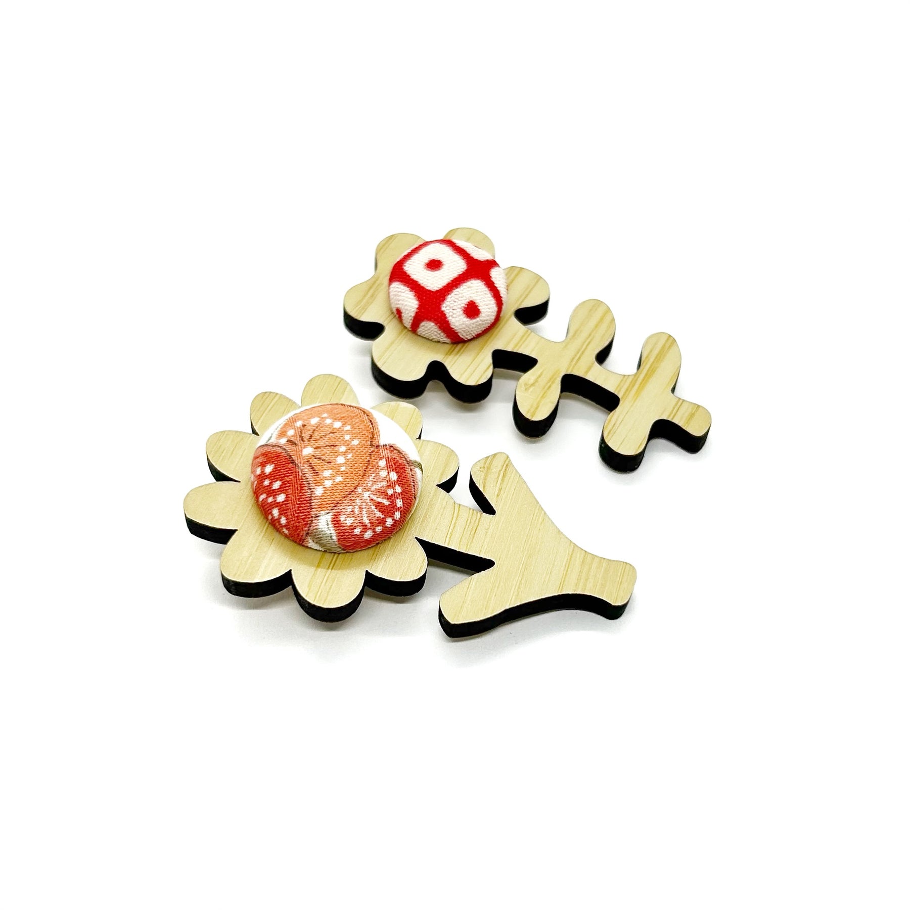 Double Floral Brooch - Reds
