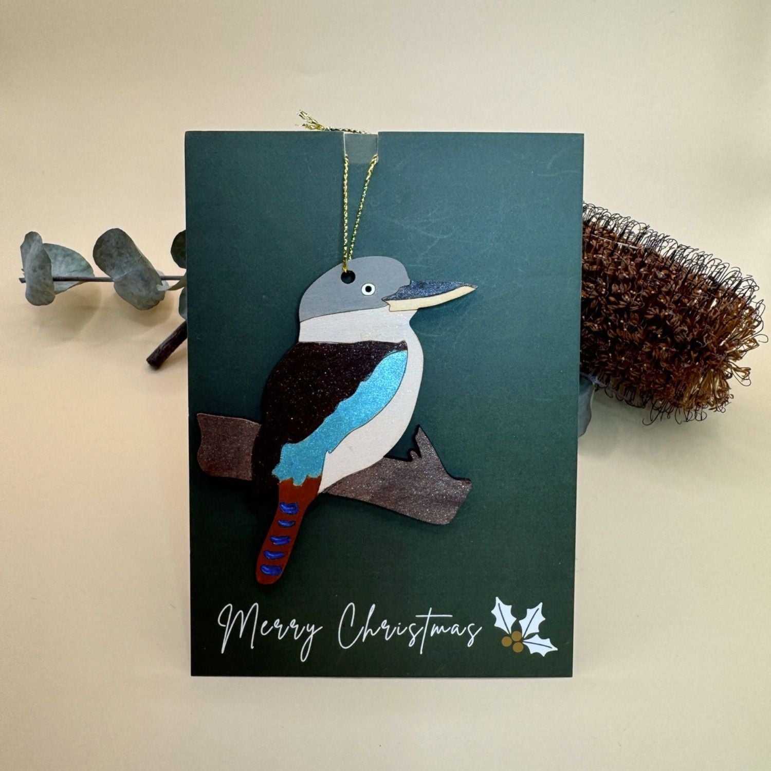 Laughing Kookaburra Hand Painted Australiana Christmas Decoration